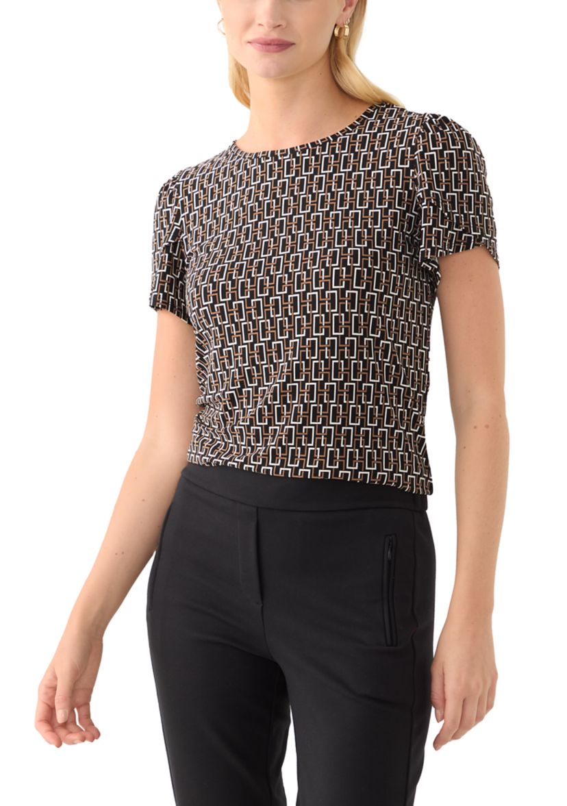 Womens Tulip Sleeve Printed Top
