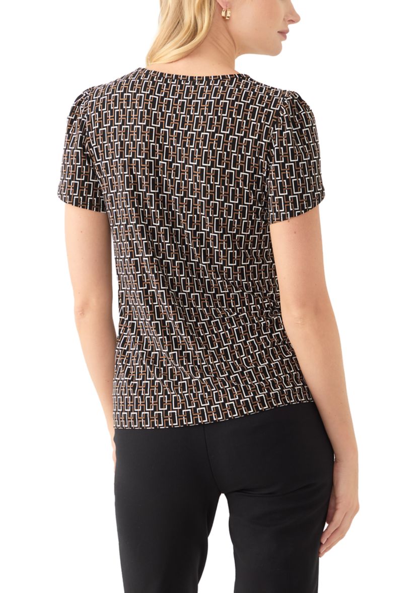 Womens Tulip Sleeve Printed Top