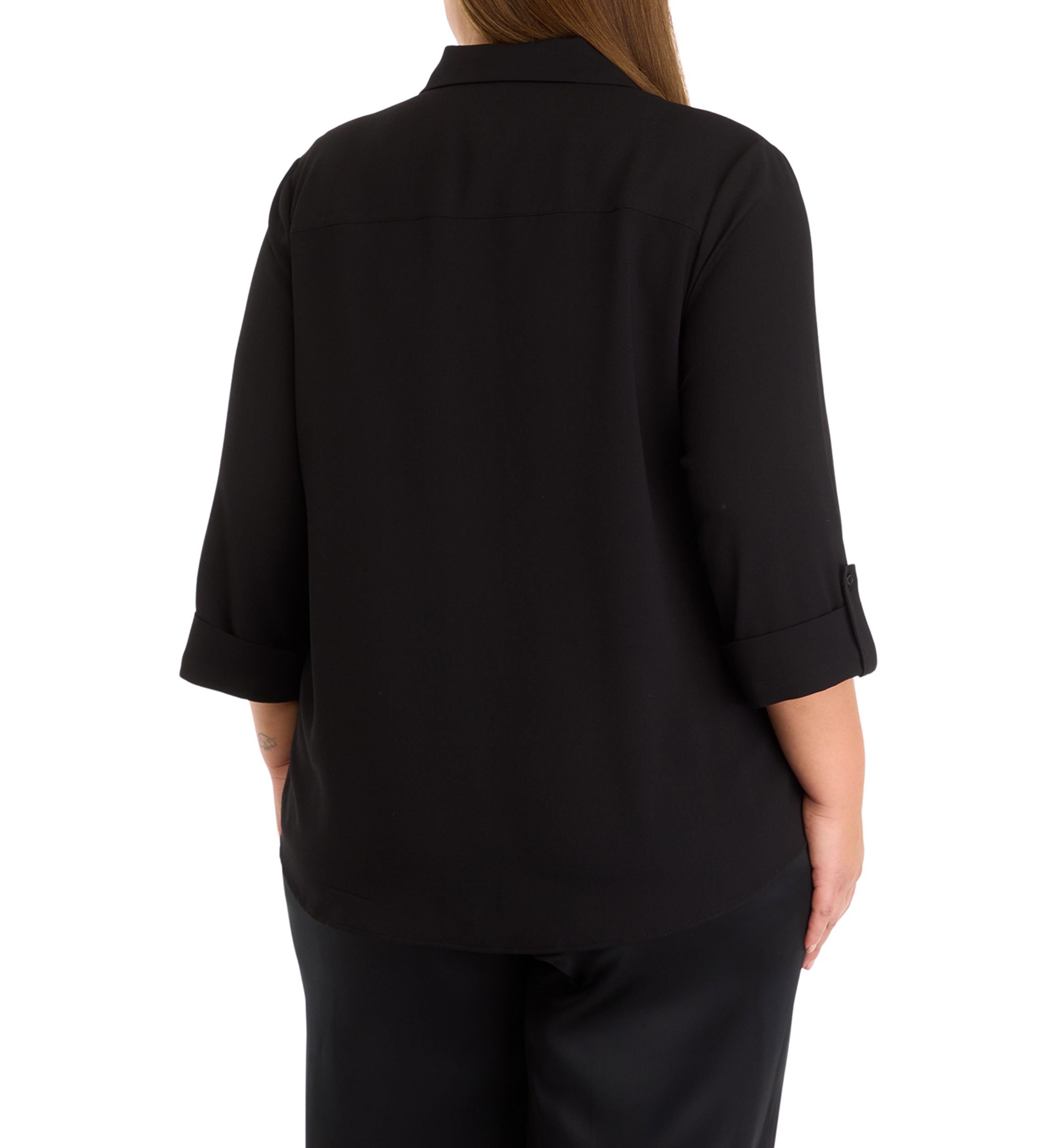 Plus Size 3/4 Sleeve Button Front Top