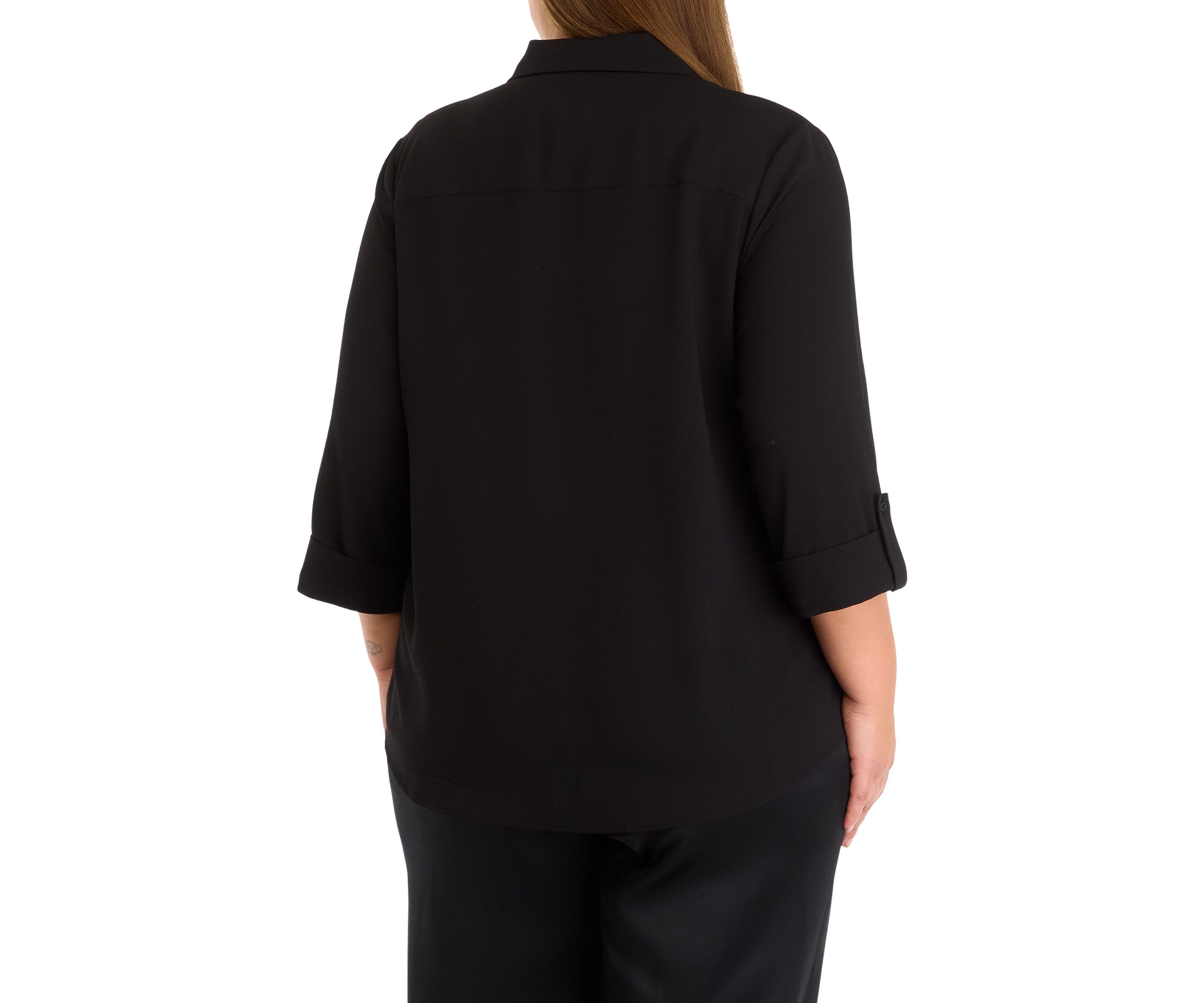 Plus Size 3/4 Sleeve Button Front Top