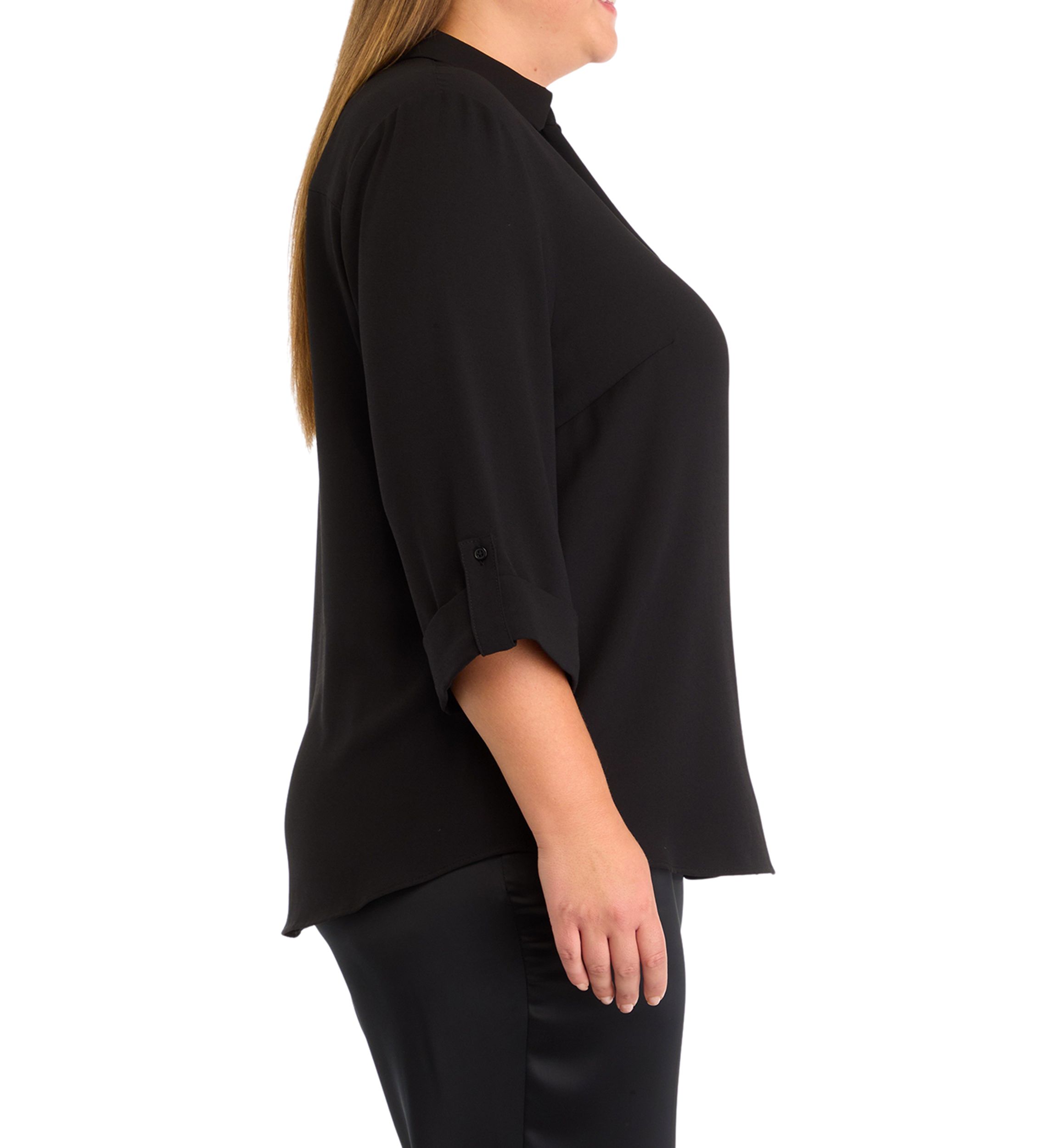 Plus Size 3/4 Sleeve Button Front Top