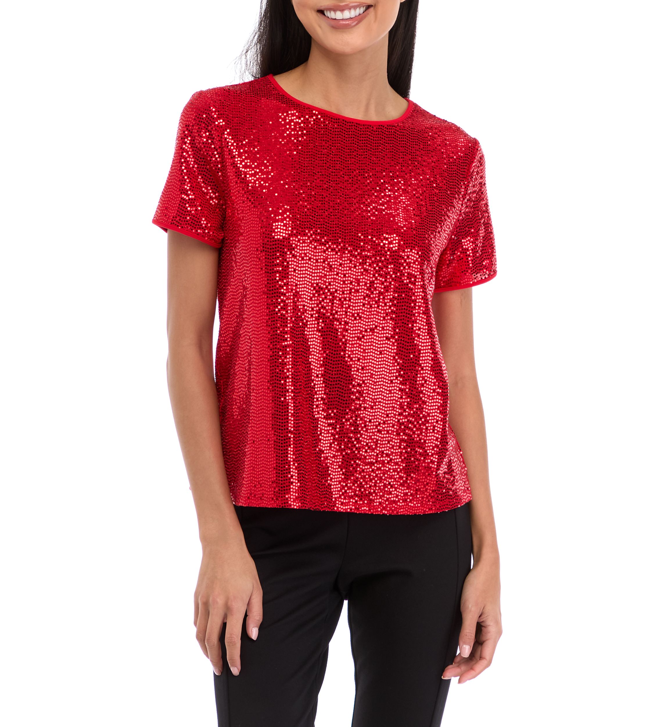 Petite Short Sleeve Shine Top 