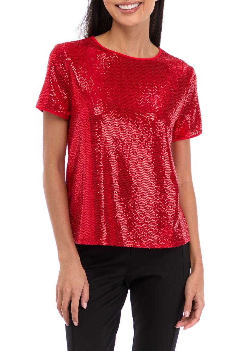 Petite Short Sleeve Shine Top 