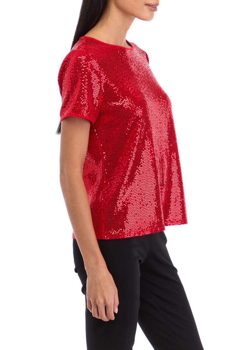 Petite Short Sleeve Shine Top 