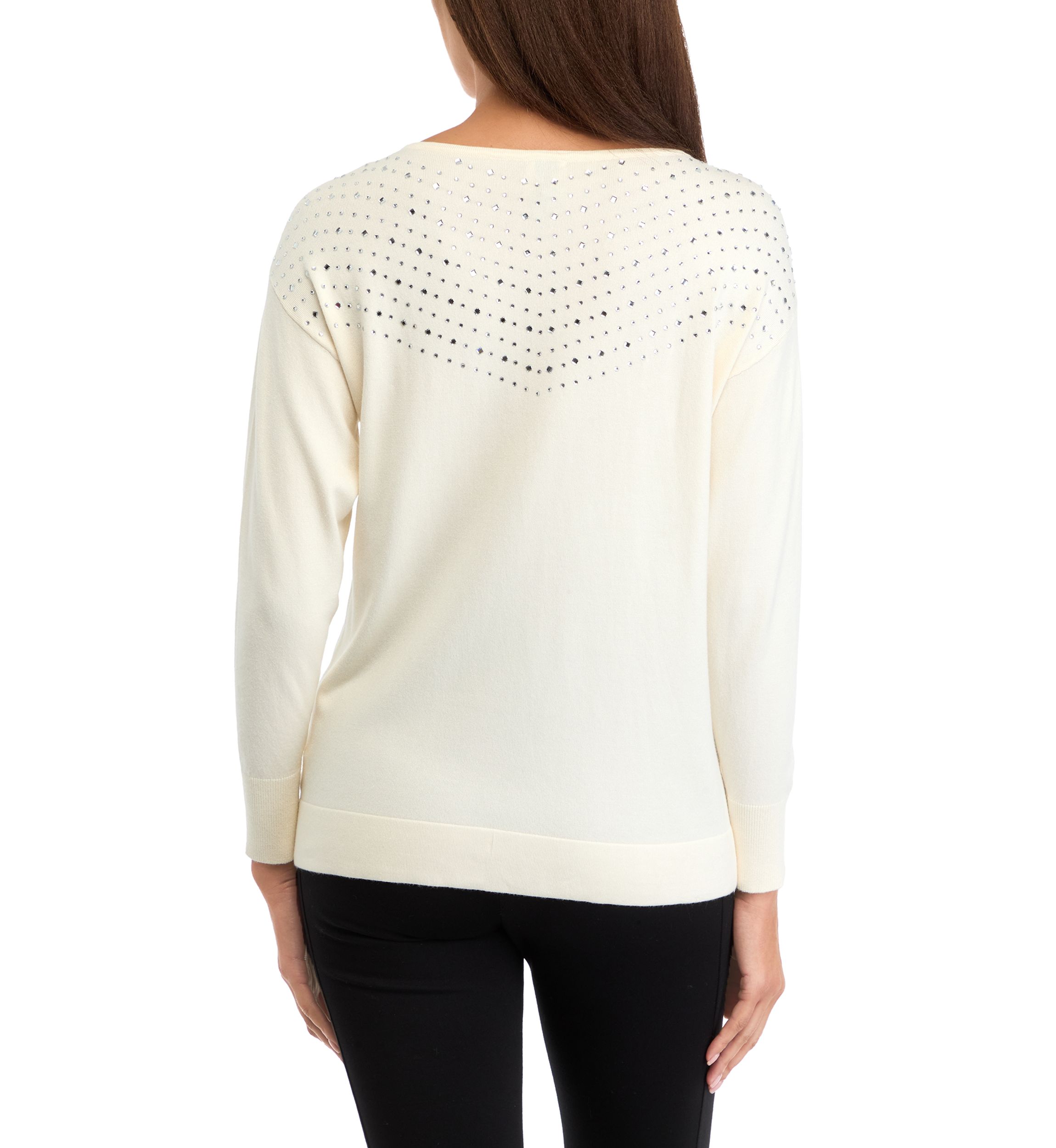 Womens Long Sleeve Boat Neck Shine Sweater