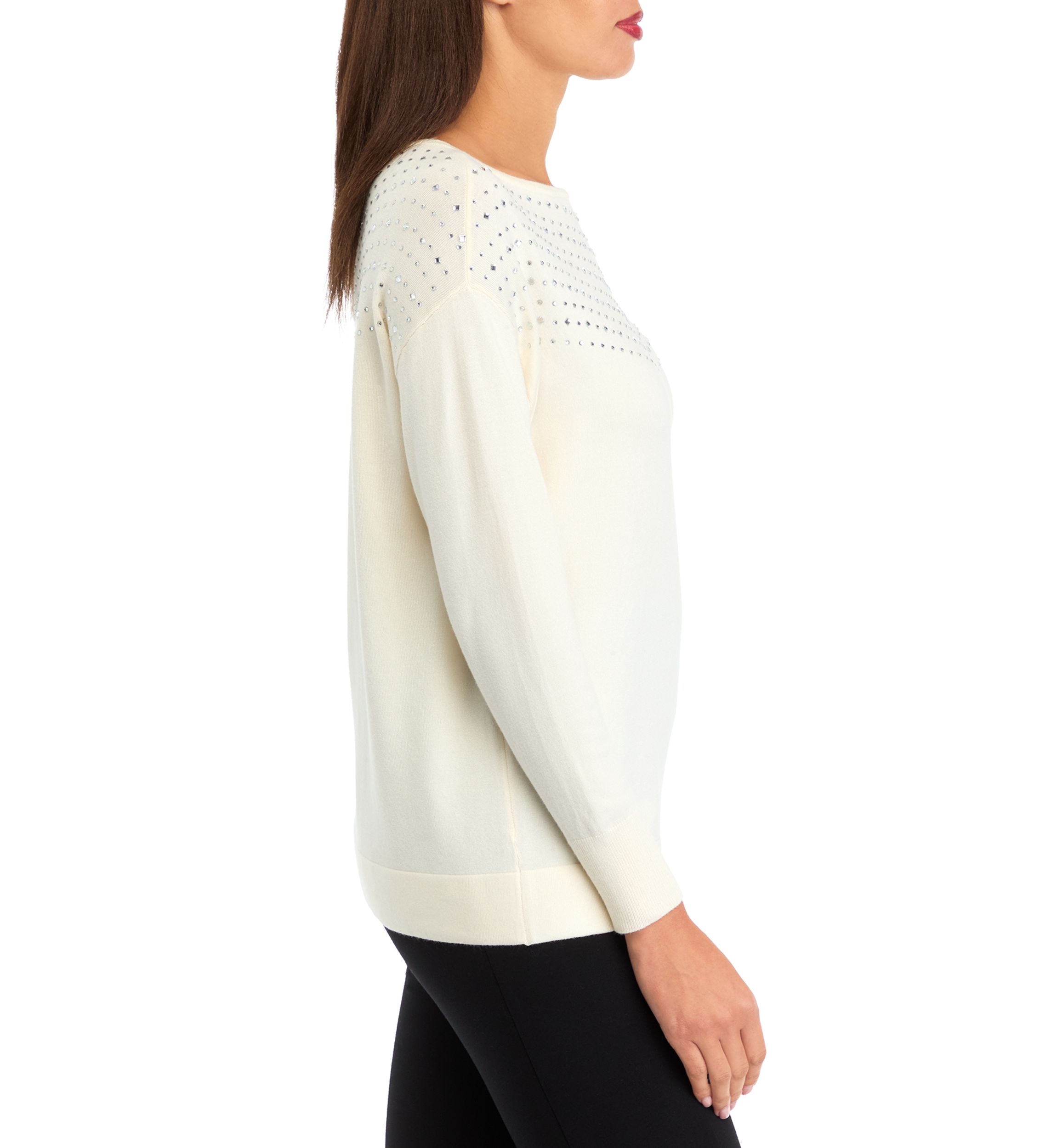 Womens Long Sleeve Boat Neck Shine Sweater