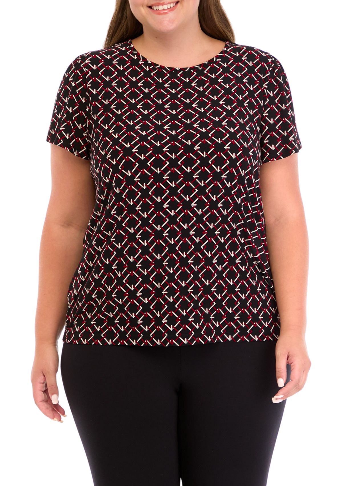 Plus Size Printed Knit Top