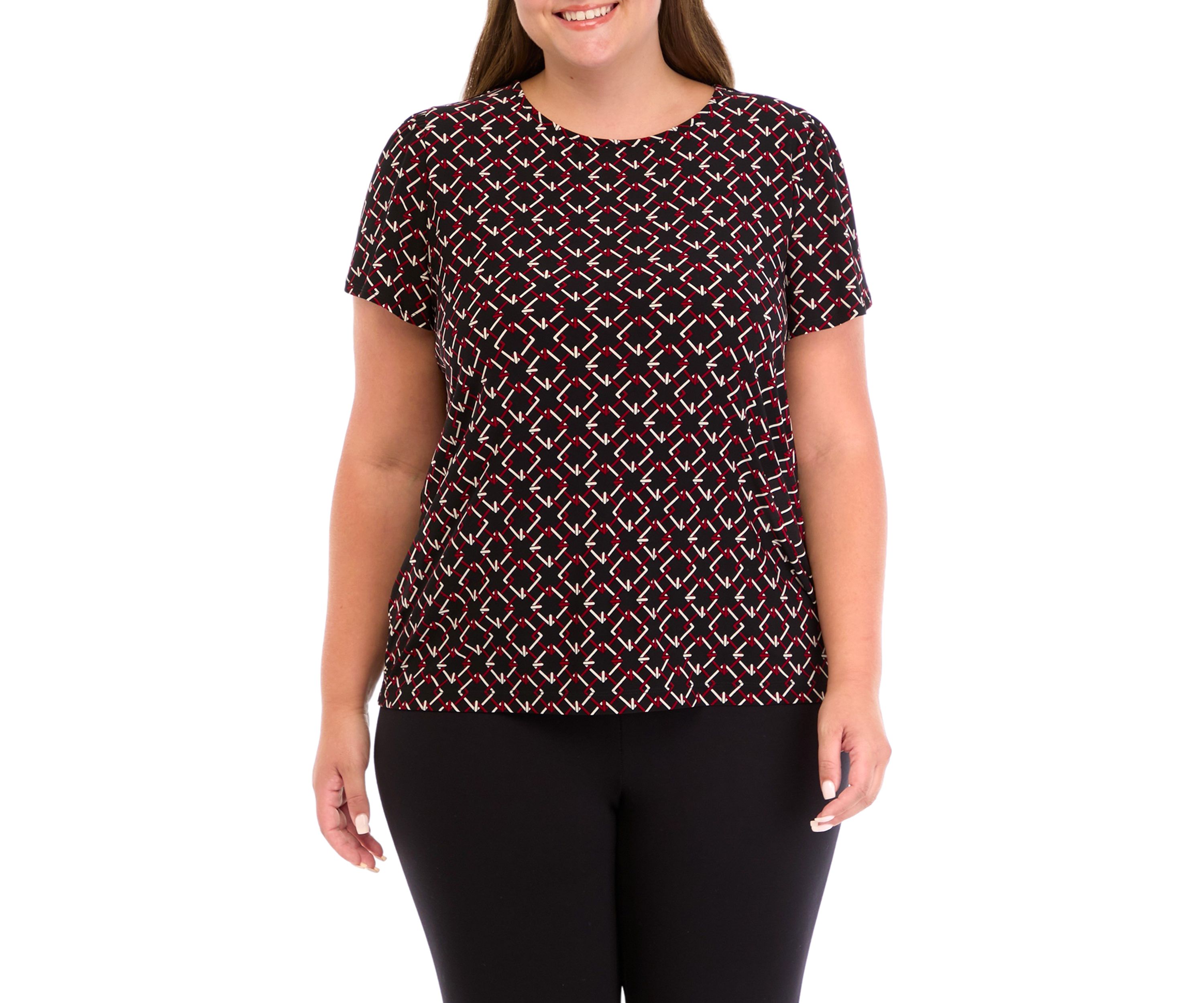 Plus Size Printed Knit Top