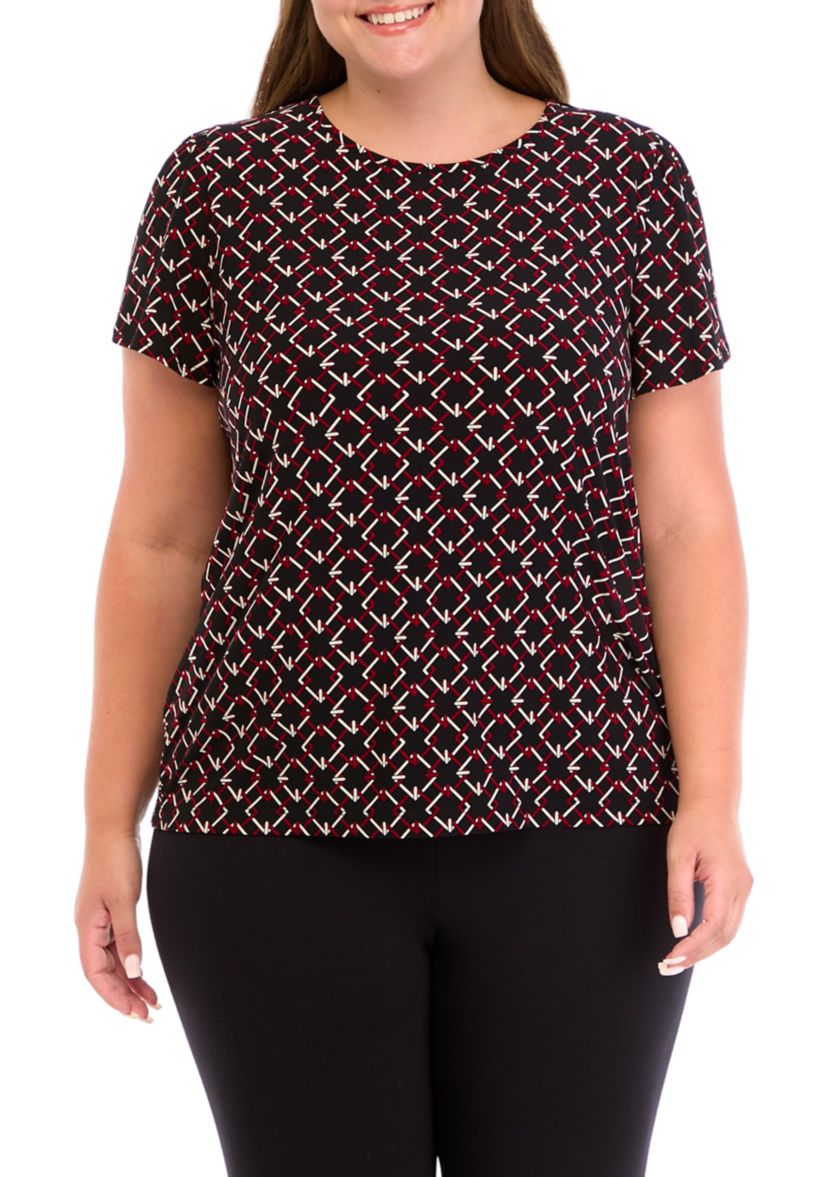 Plus Size Printed Knit Top