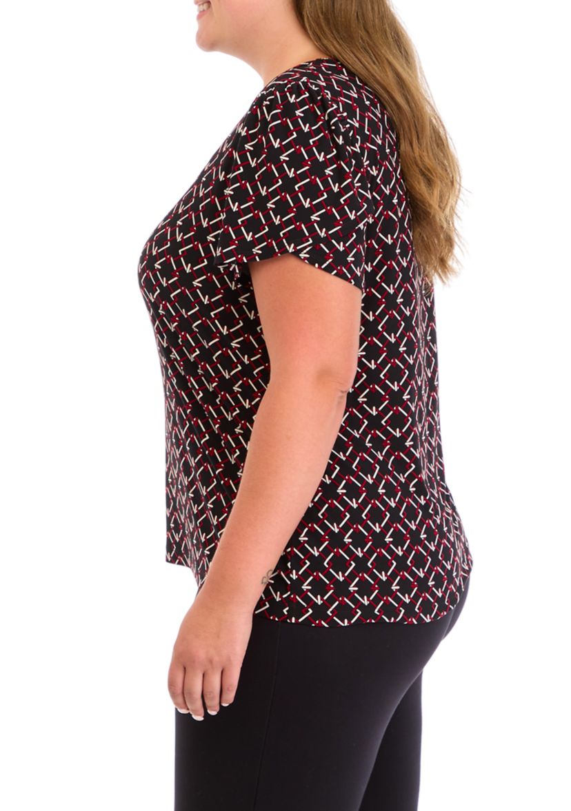 Plus Size Printed Knit Top