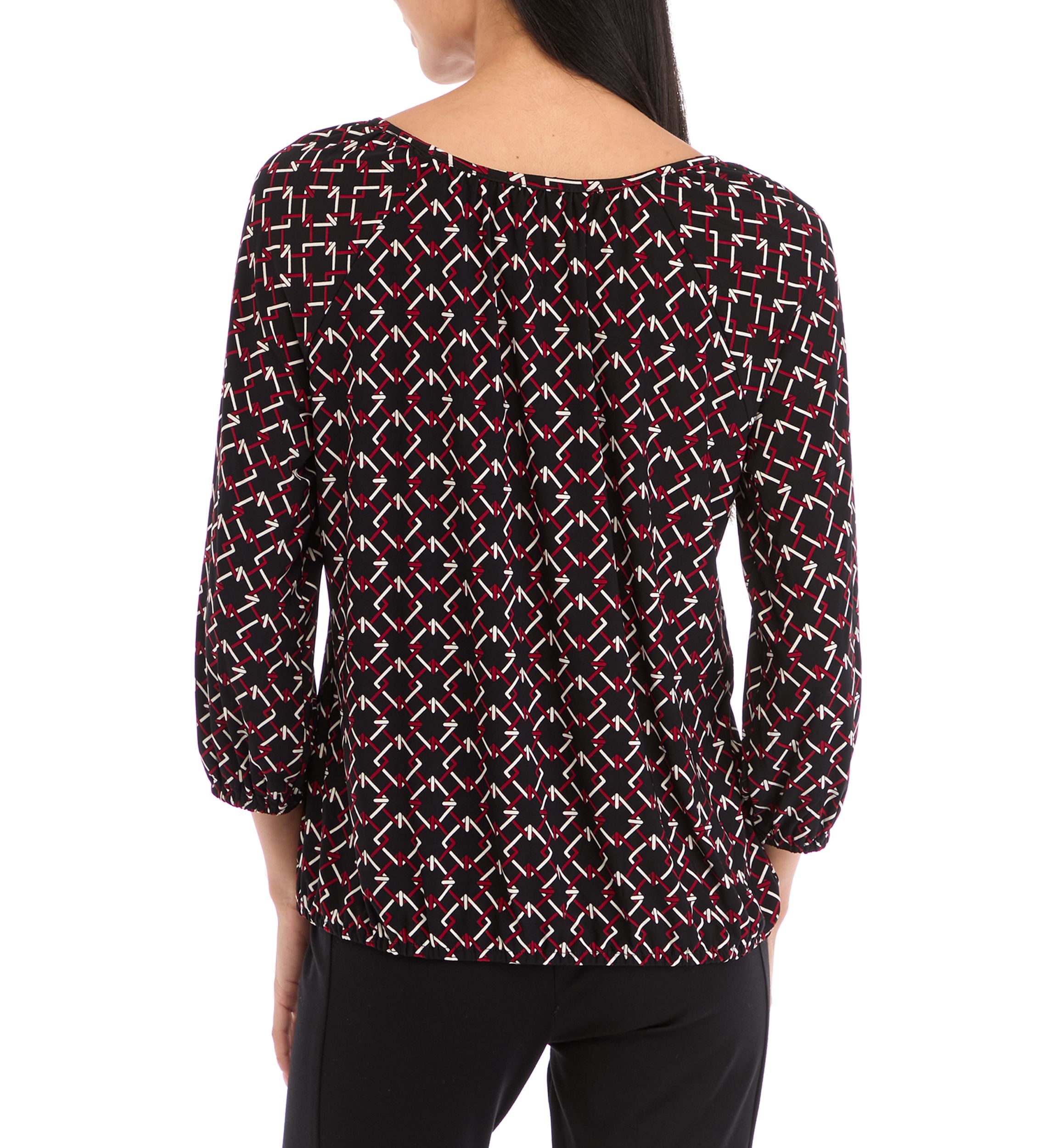 Petite 3/4 Peasant Top with Elastic Hem 