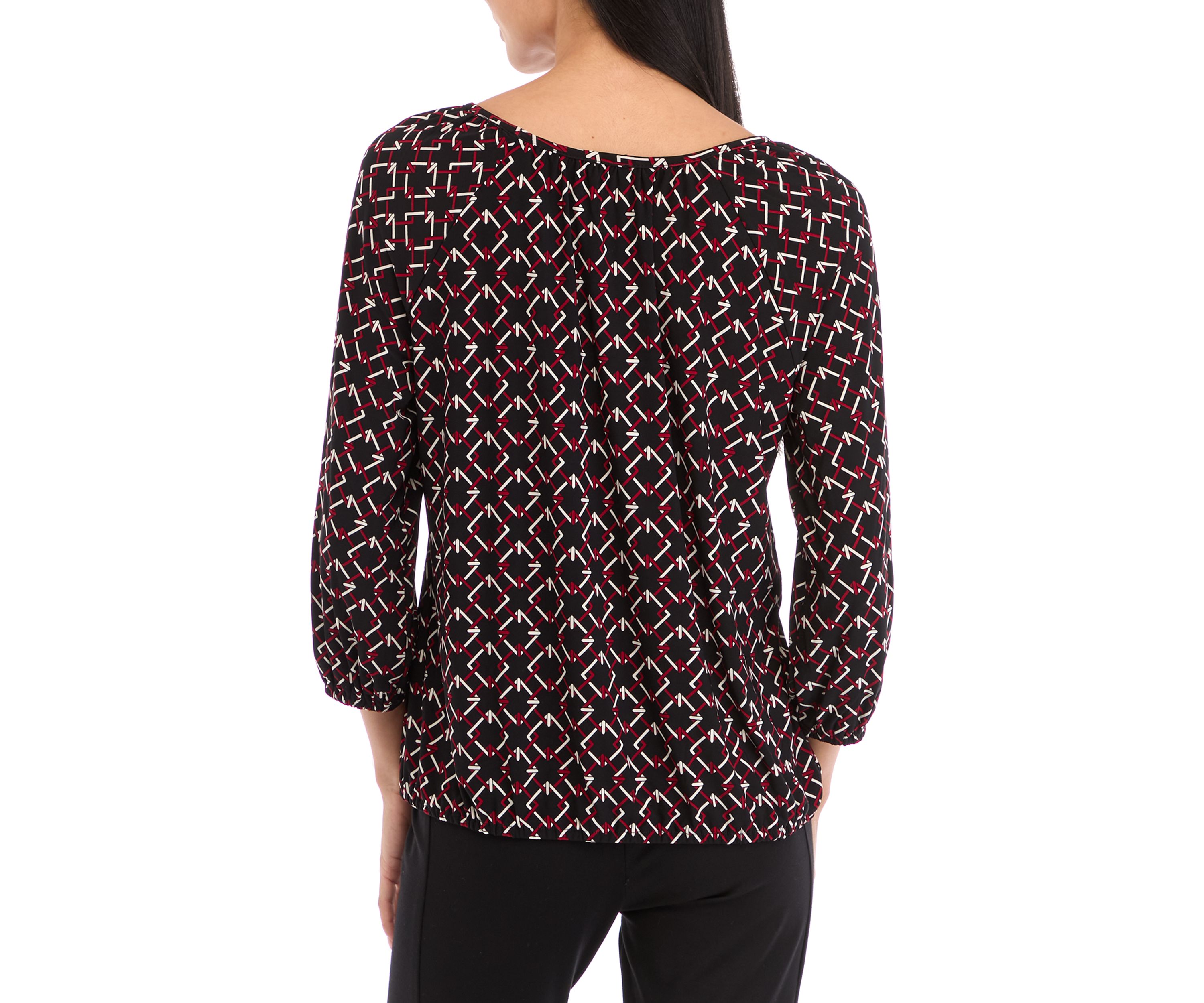 Petite 3/4 Peasant Top with Elastic Hem 