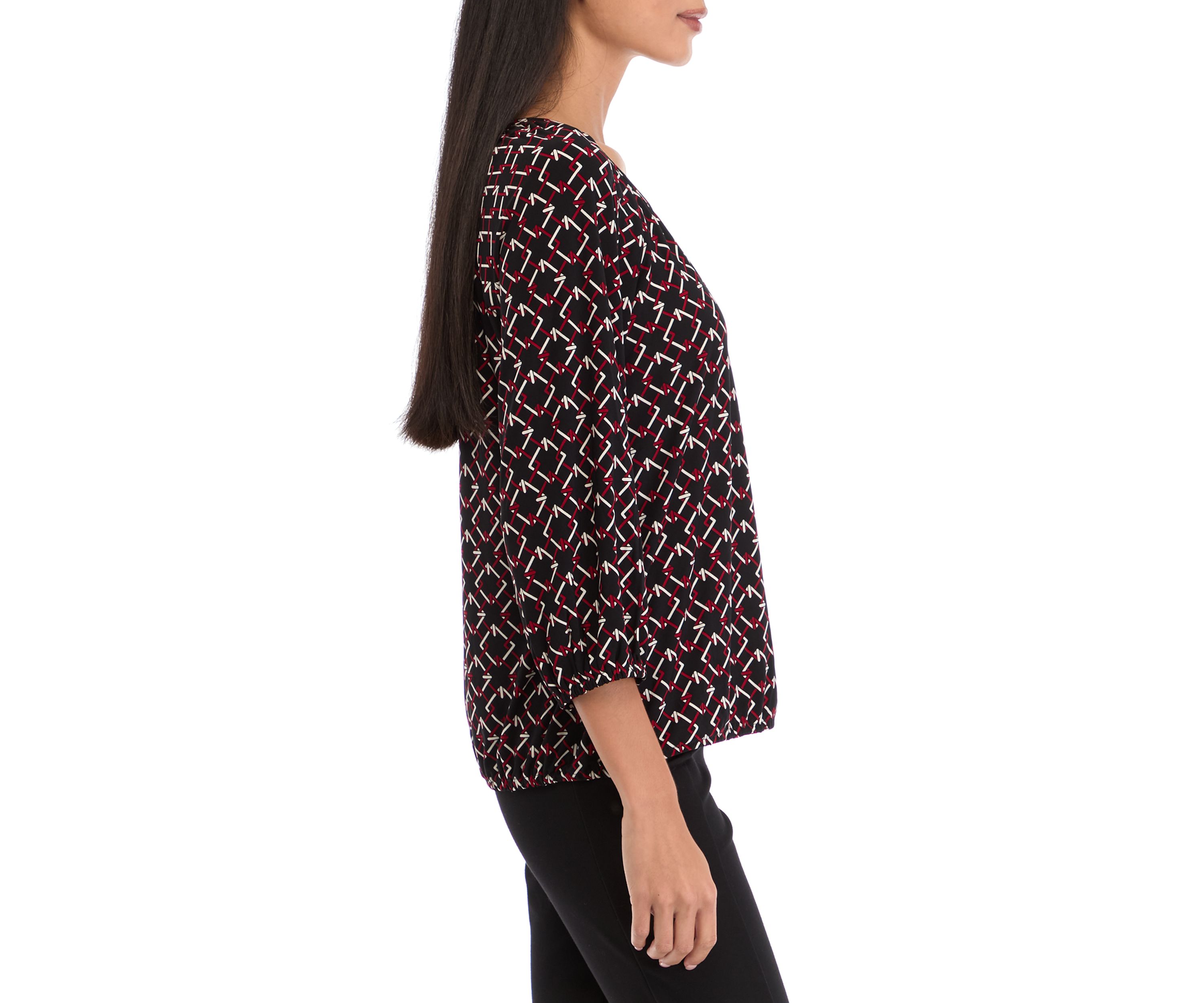 Petite 3/4 Peasant Top with Elastic Hem 