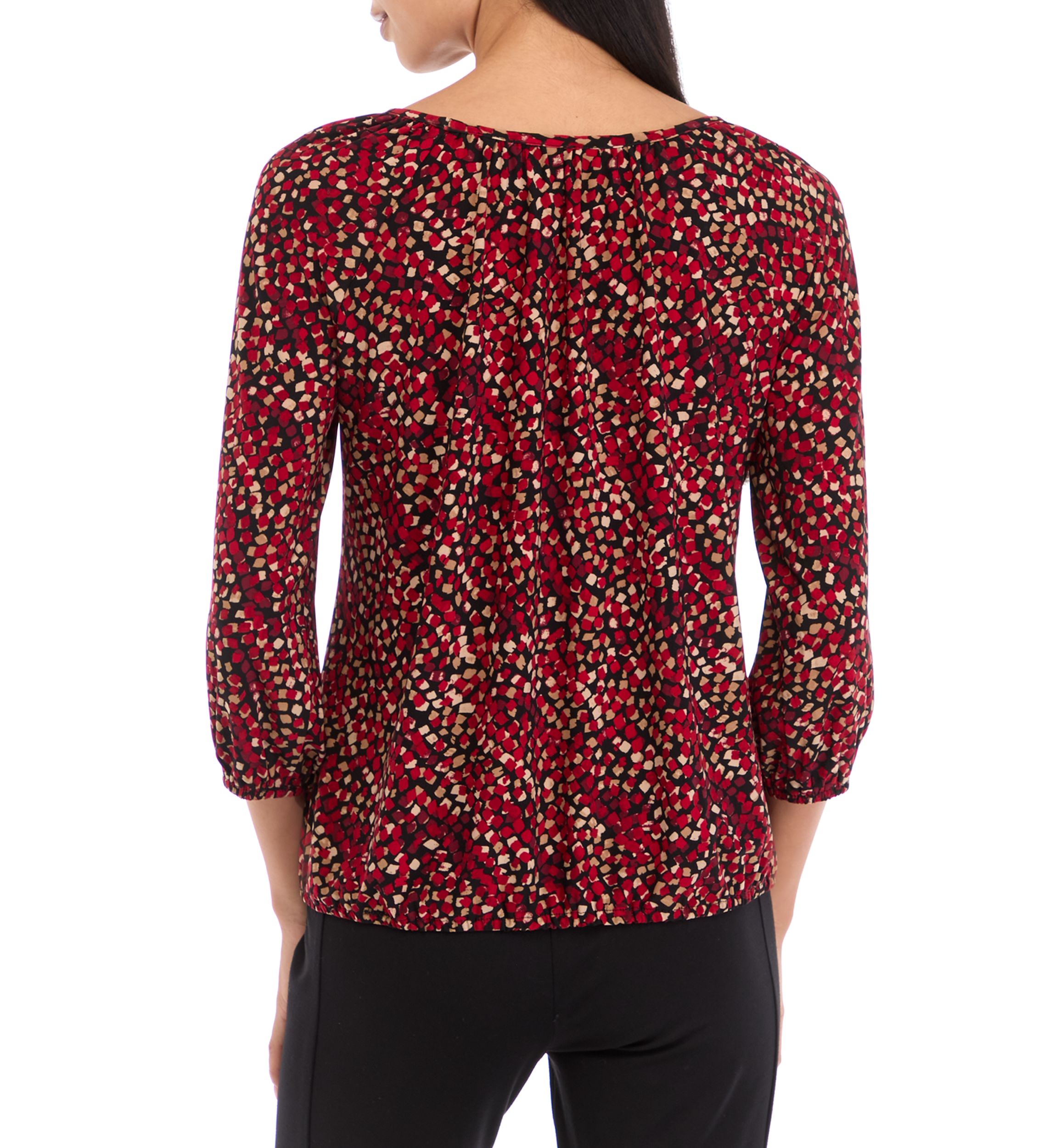 Petite 3/4 Peasant Top with Elastic Hem 