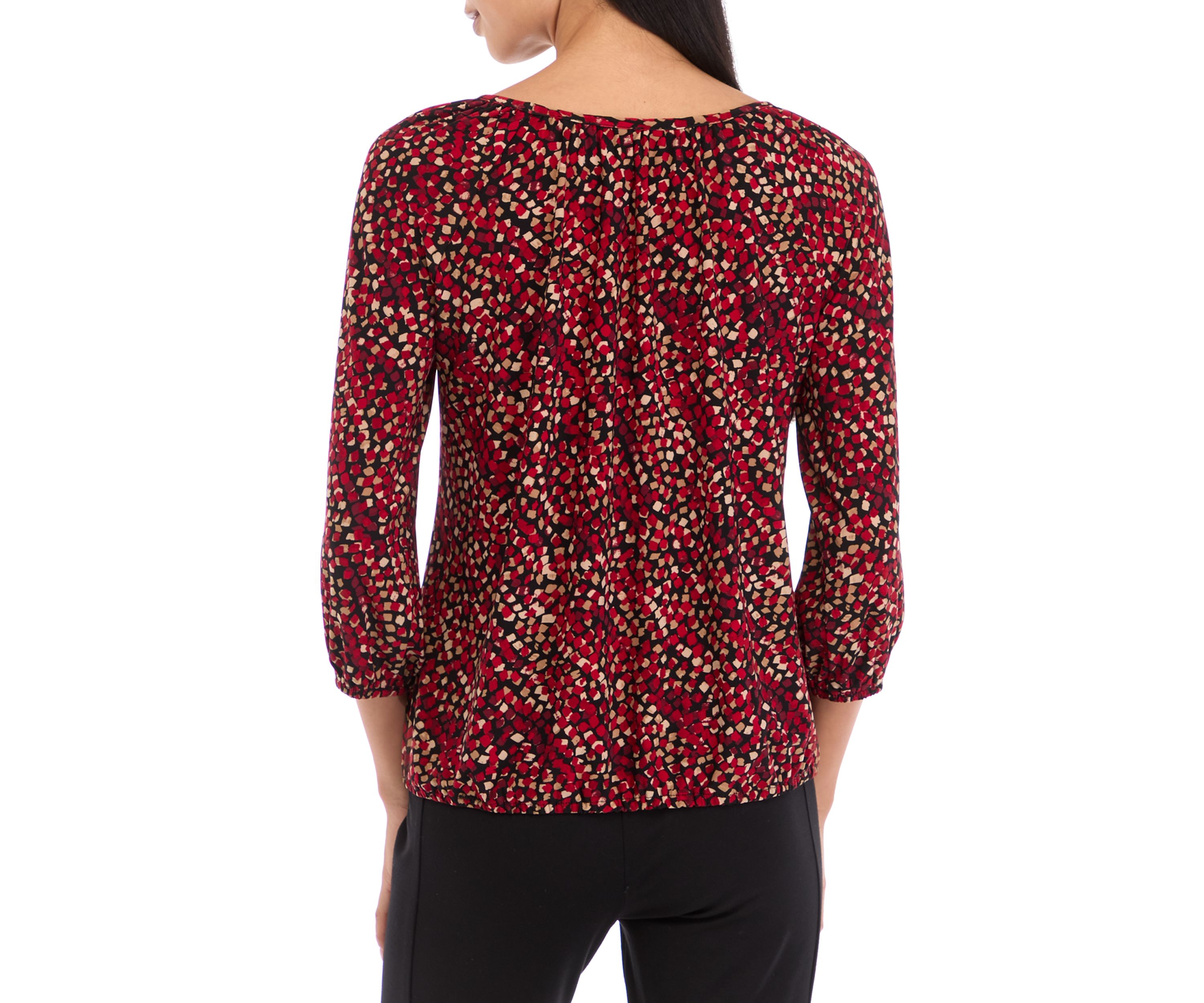 Petite 3/4 Peasant Top with Elastic Hem 