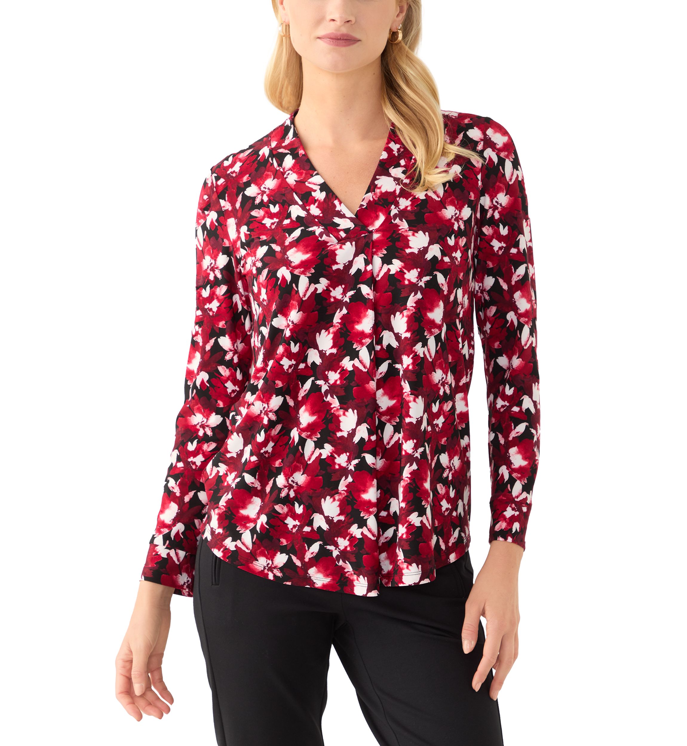 Womens Printed V-Neck Top