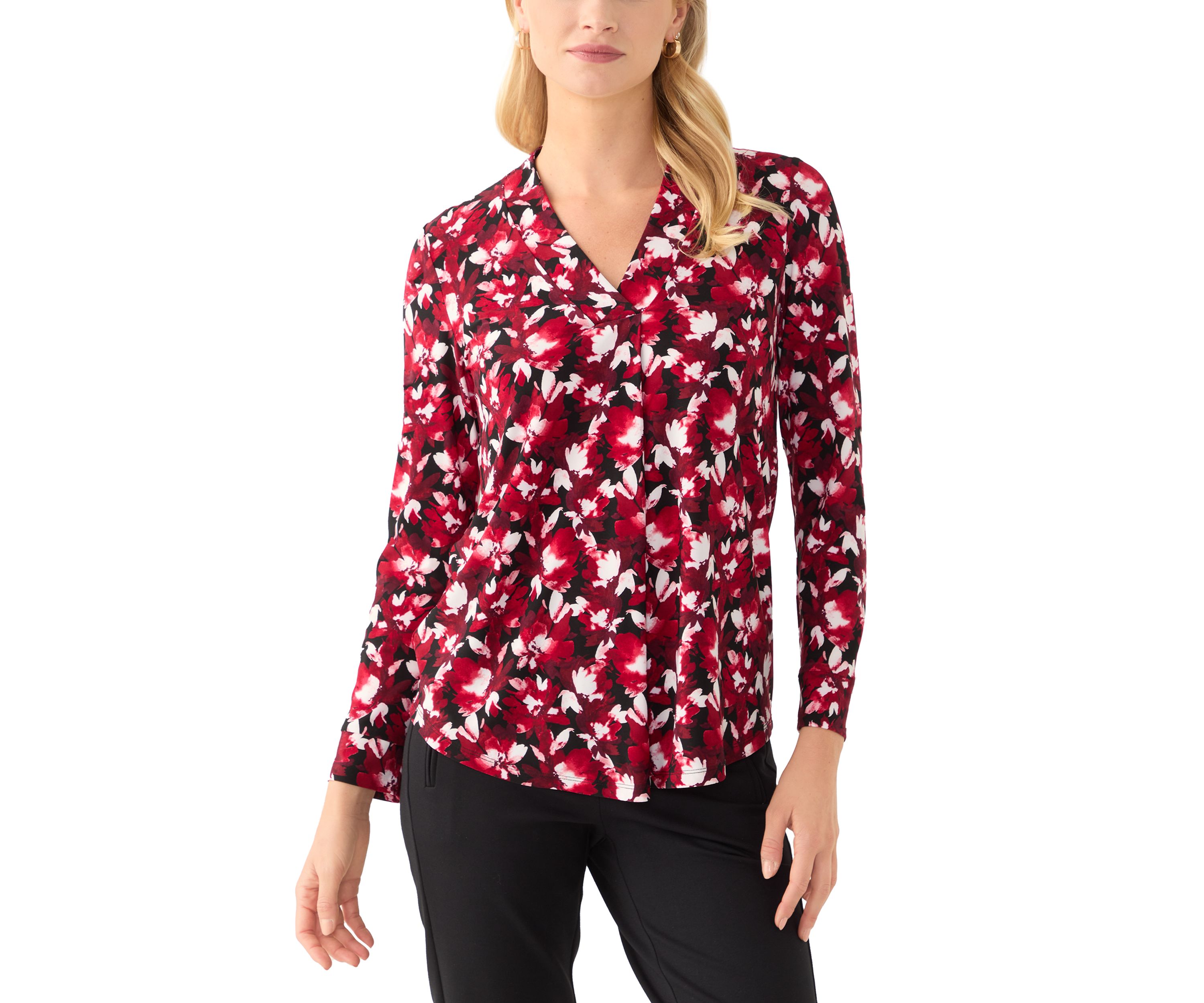 Womens Printed V-Neck Top