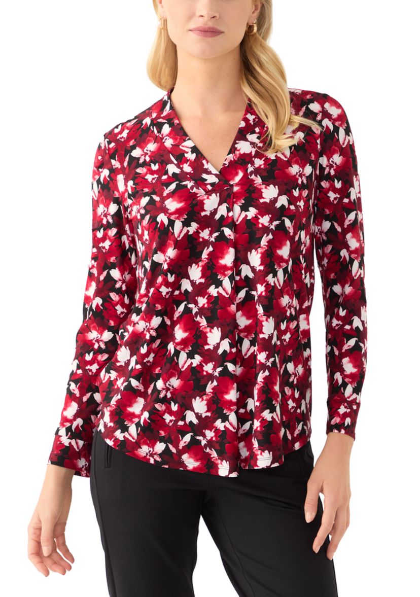 Womens Printed V-Neck Top