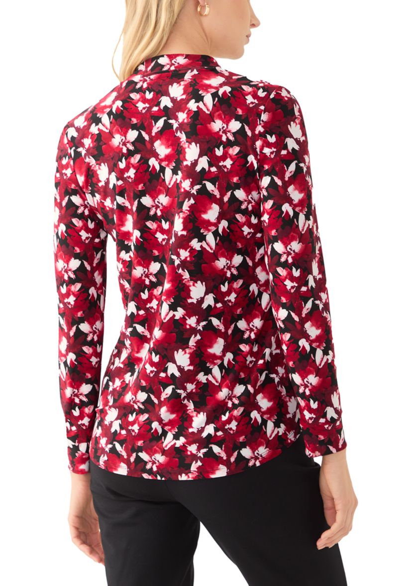 Womens Printed V-Neck Top