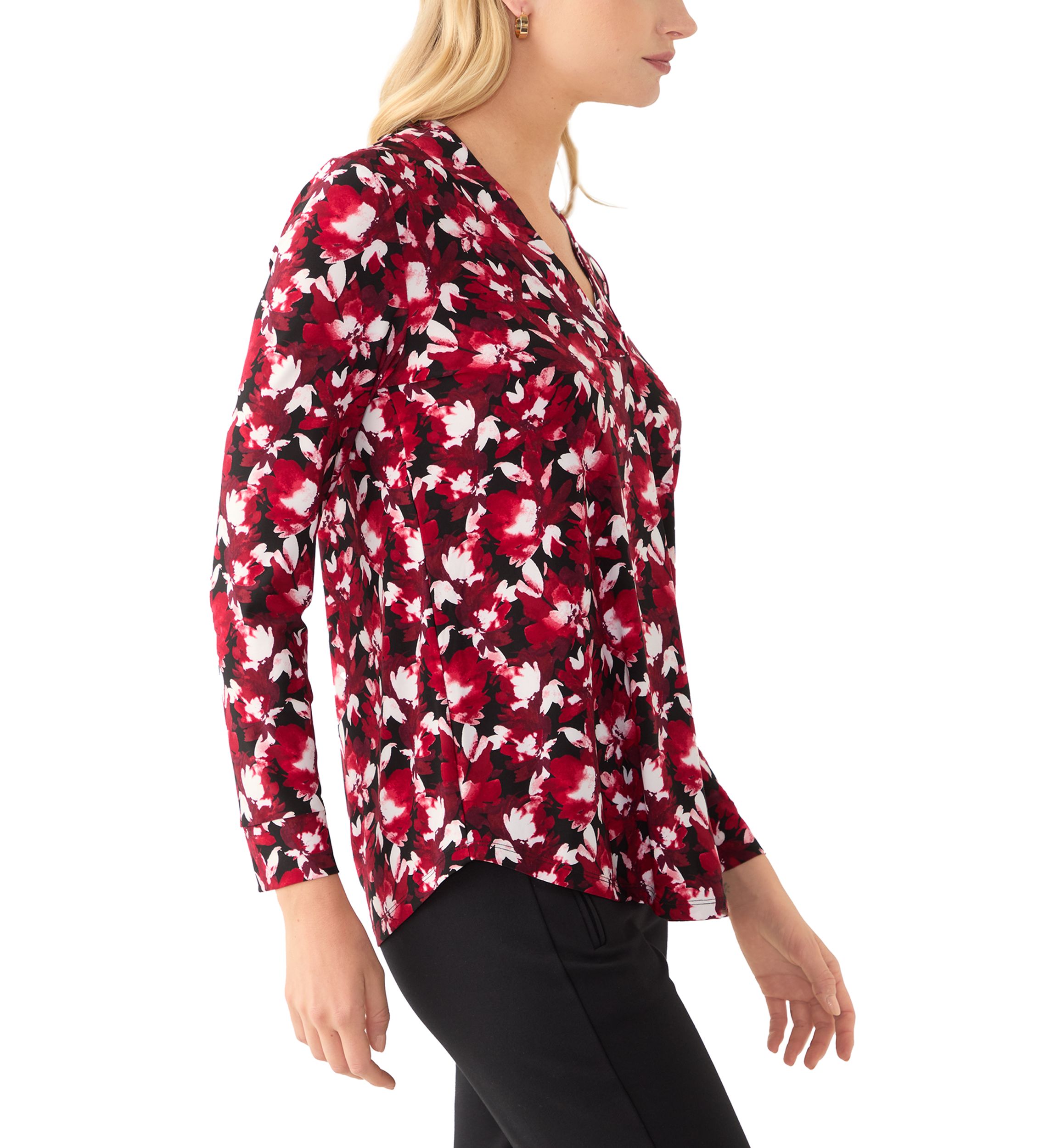Womens Printed V-Neck Top