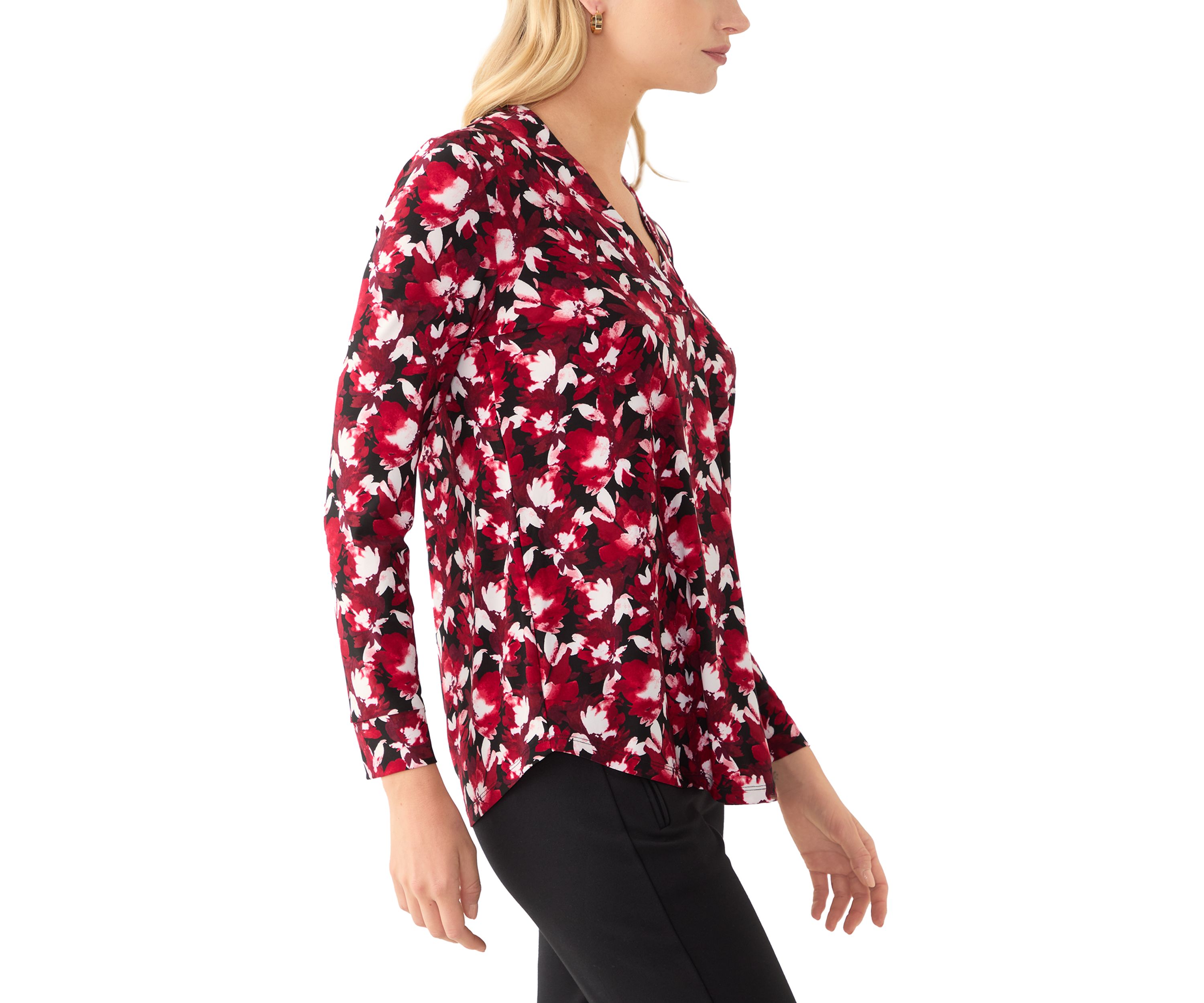 Womens Printed V-Neck Top