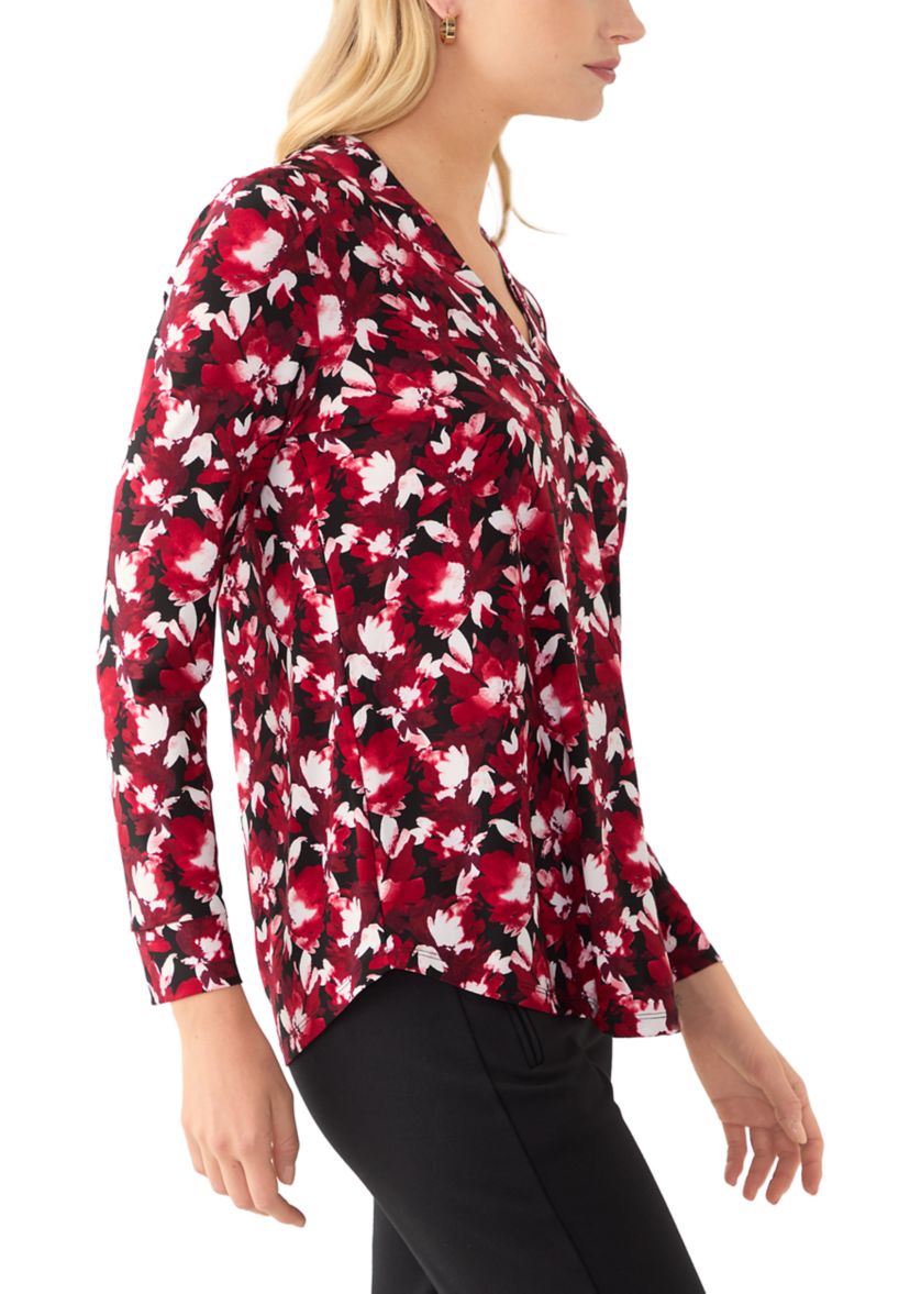 Womens Printed V-Neck Top