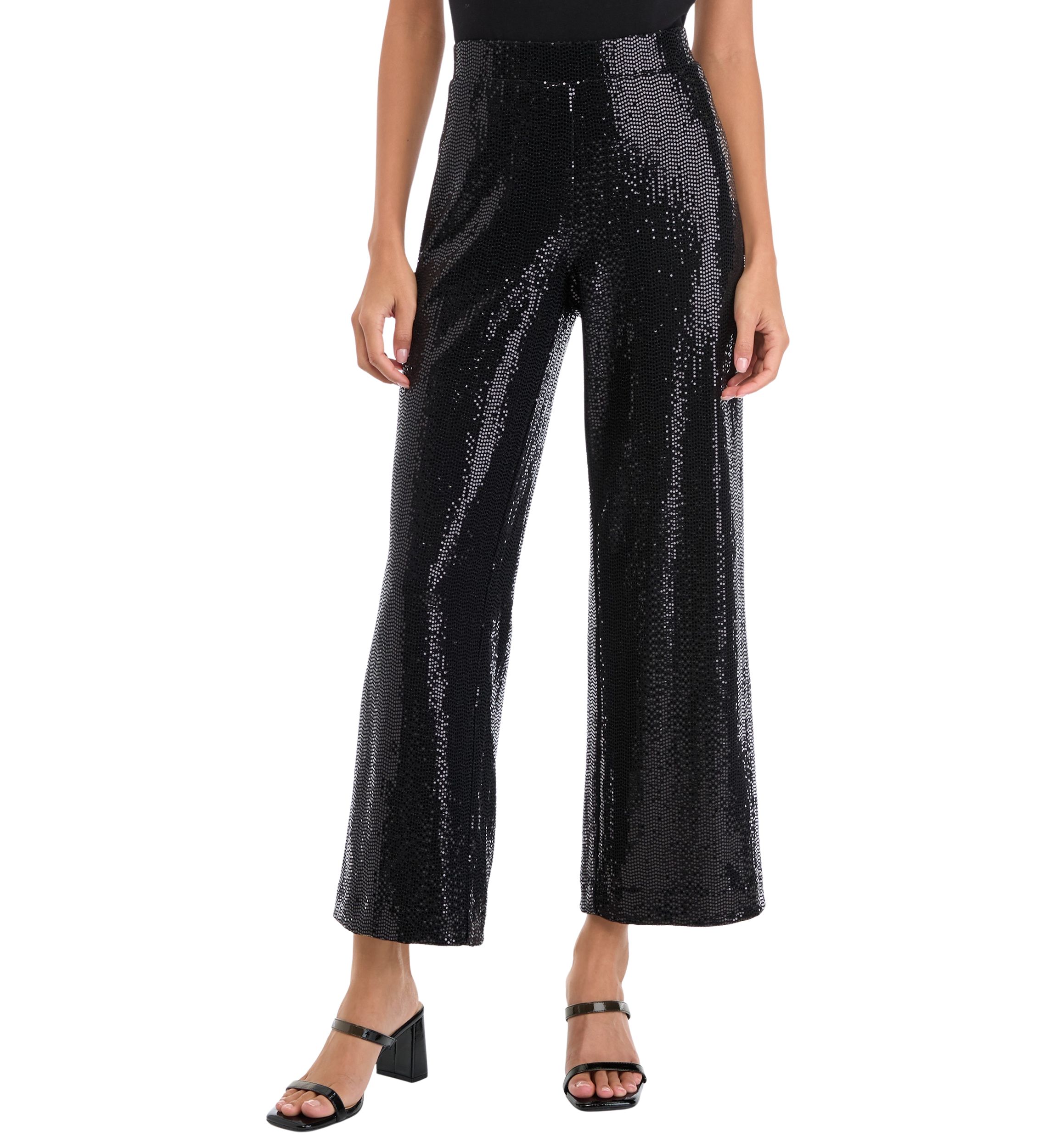 Petite Pull On Shine Wide Leg Pants