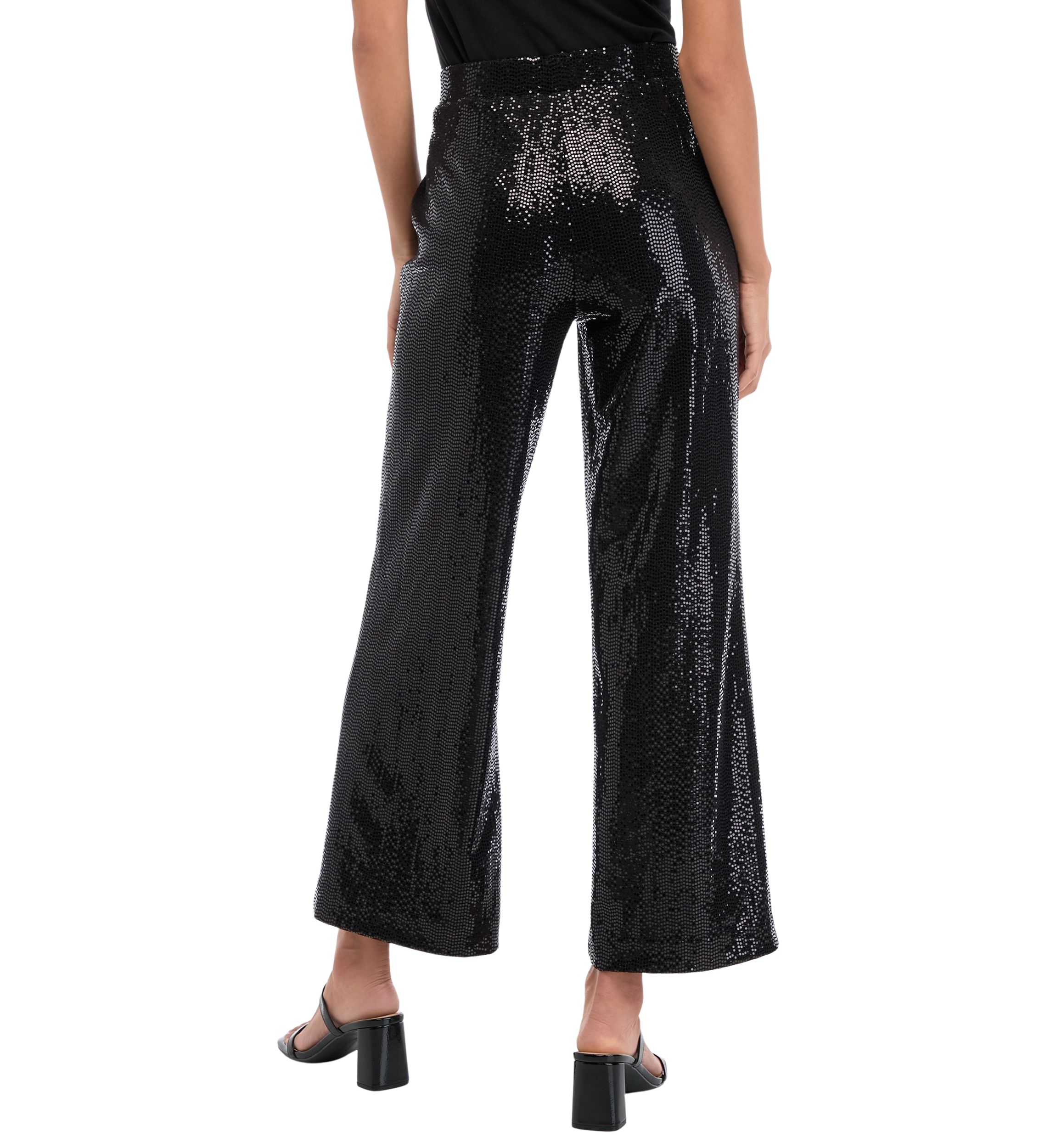 Petite Pull On Shine Wide Leg Pants