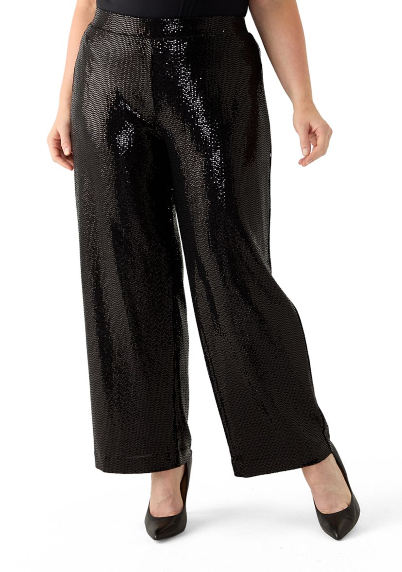 Plus Size Pull On Shine Dot Trousers