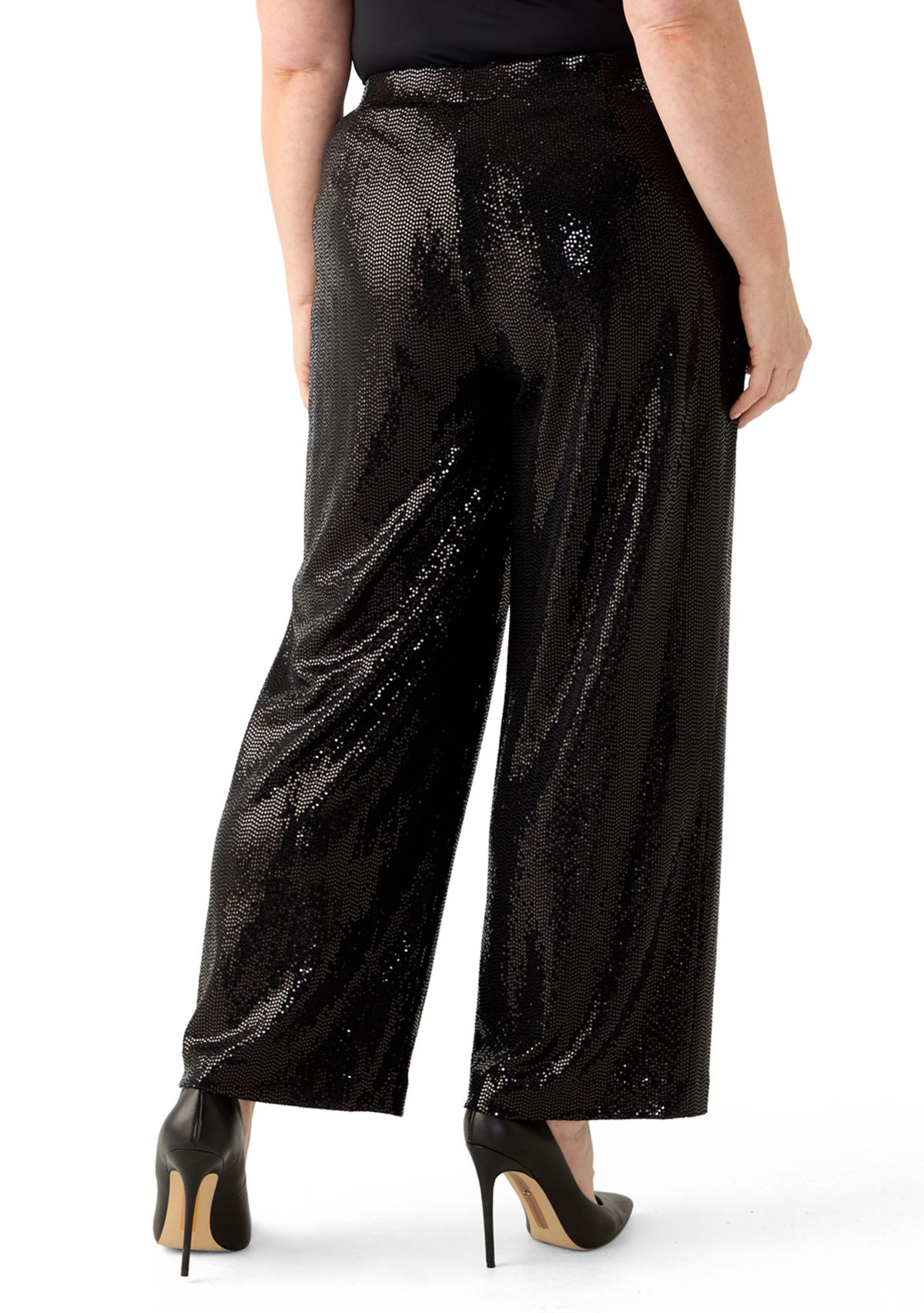 Plus Size Pull On Shine Dot Trousers
