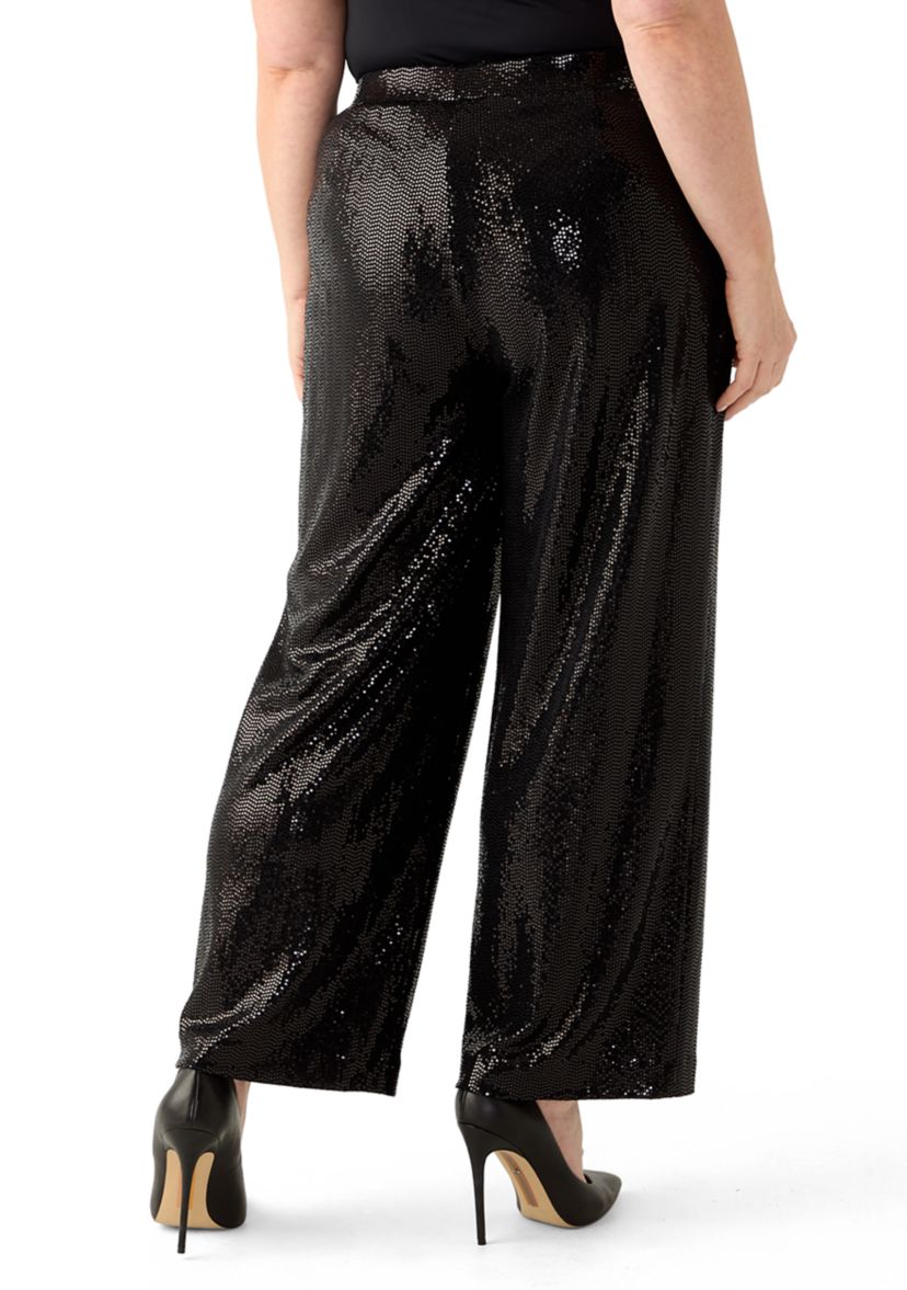 Plus Size Pull On Shine Dot Trousers