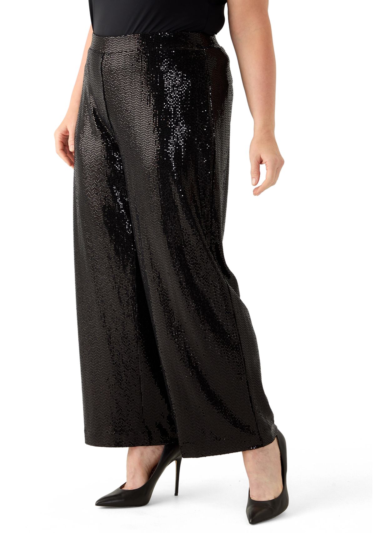 Plus Size Pull On Shine Dot Trousers