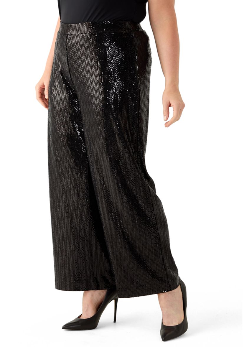 Plus Size Pull On Shine Dot Trousers