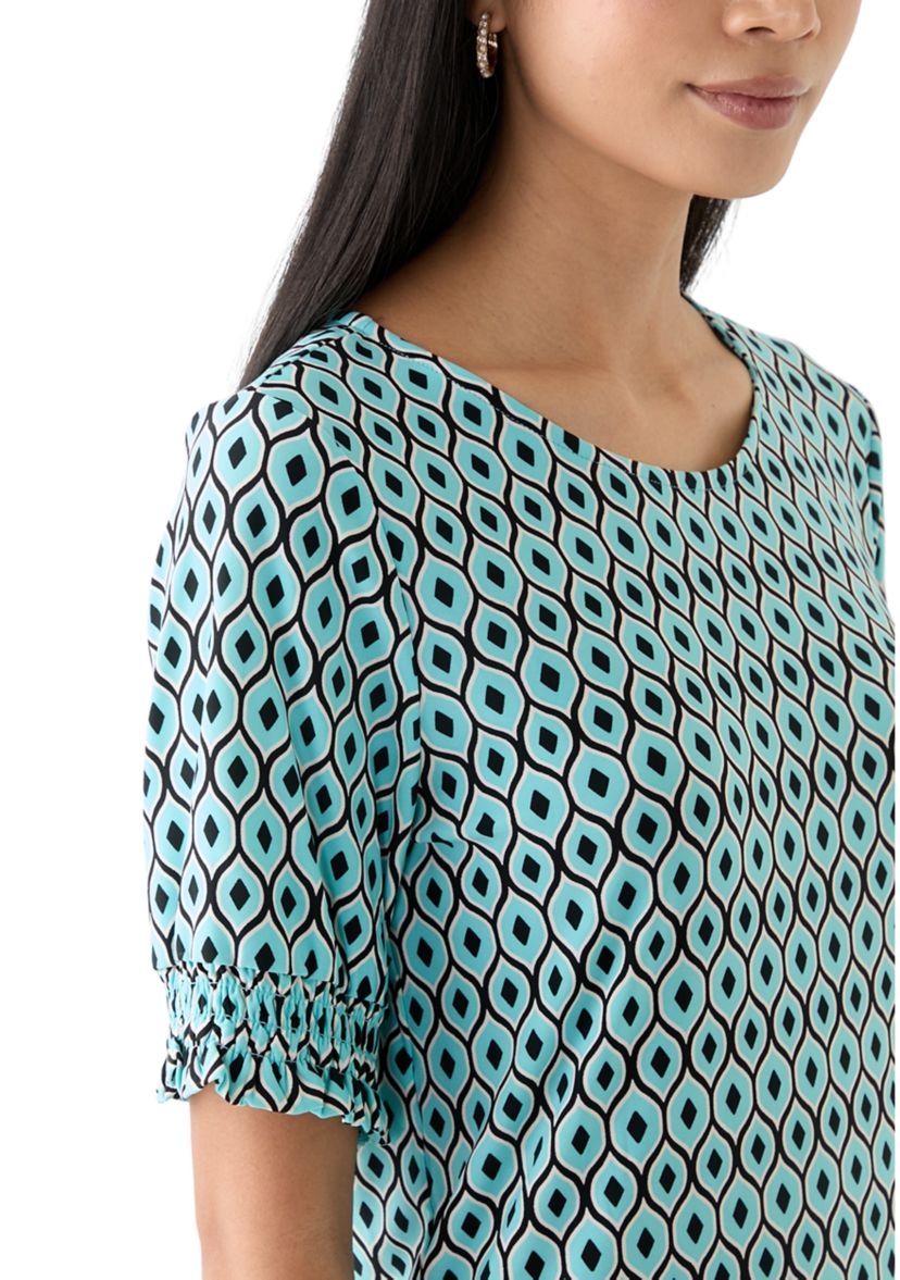 Petite Elbow Sleeve Smocked Cuff Blouse