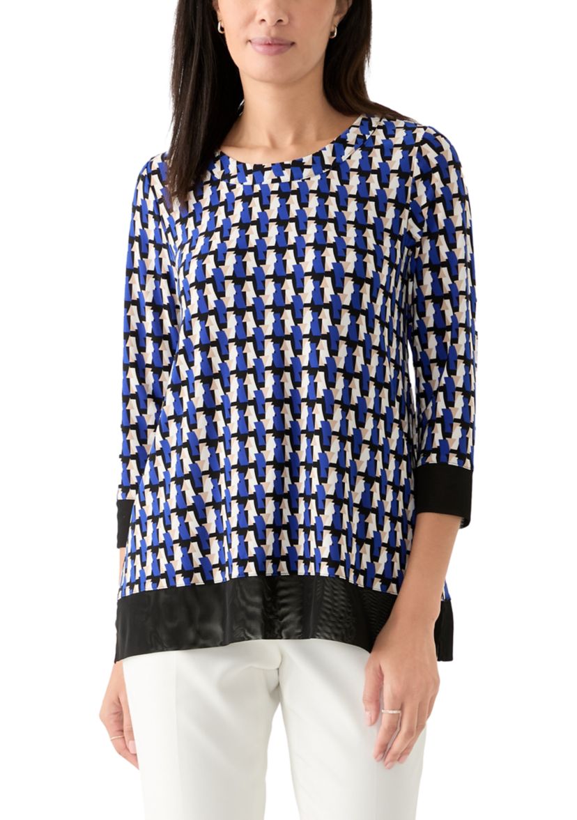Womens 3/4 Sleeve Geometric Print Tunic Top 