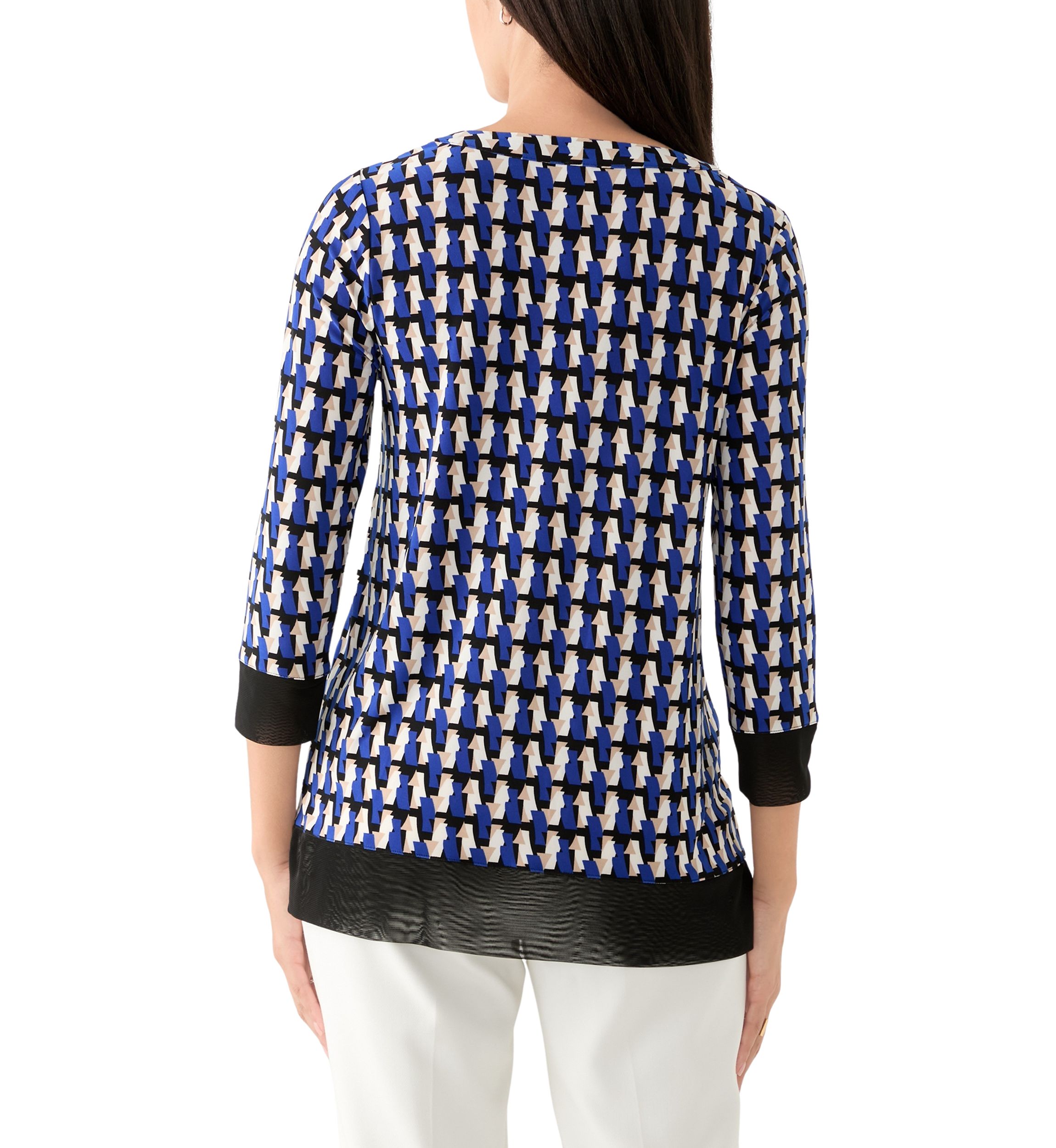 Womens 3/4 Sleeve Geometric Print Tunic Top 