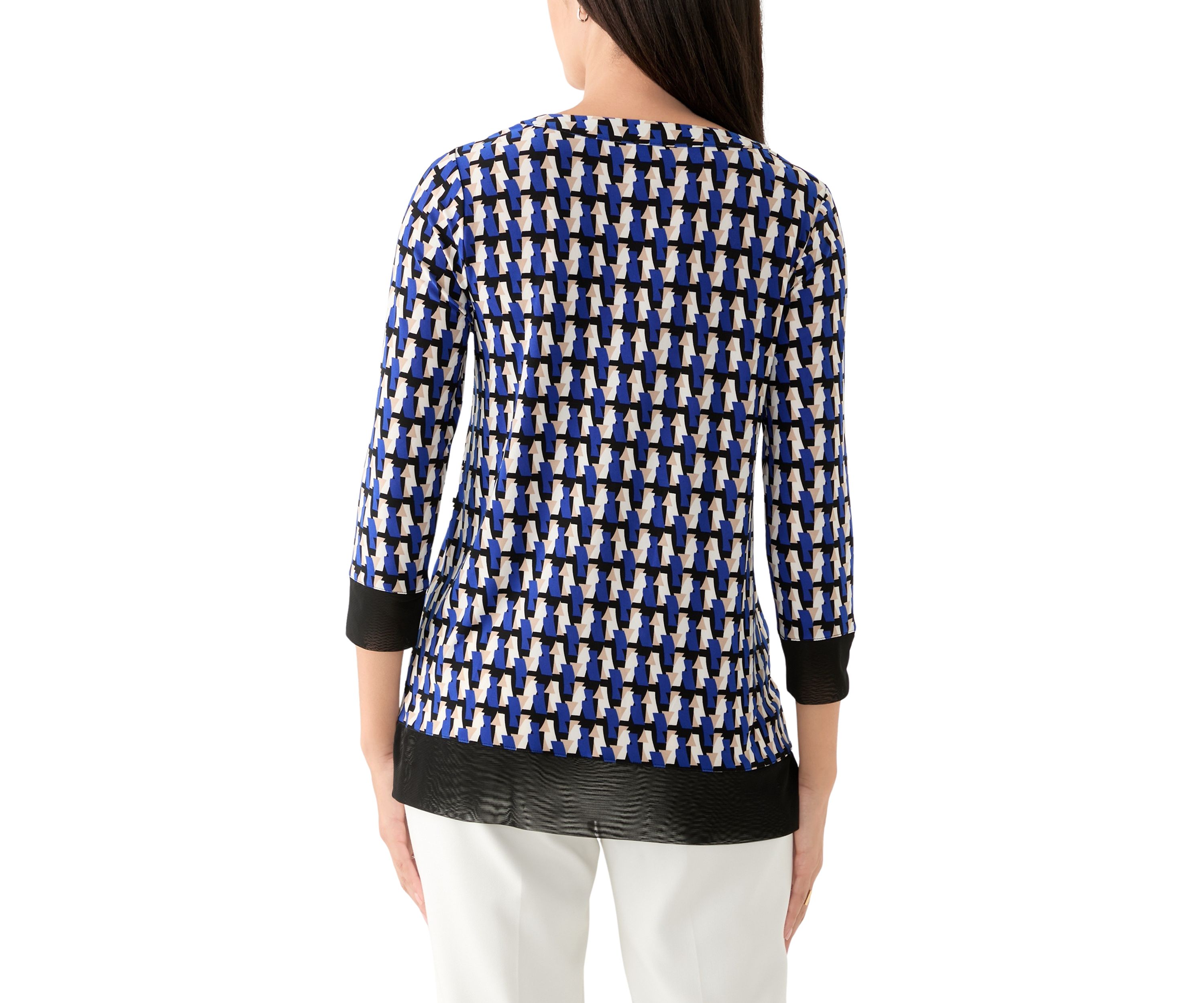 Womens 3/4 Sleeve Geometric Print Tunic Top 