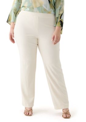 AK Anne Klein Women's Plus Size Pull On Slash Pocket Cool Crepe Trouser Pants