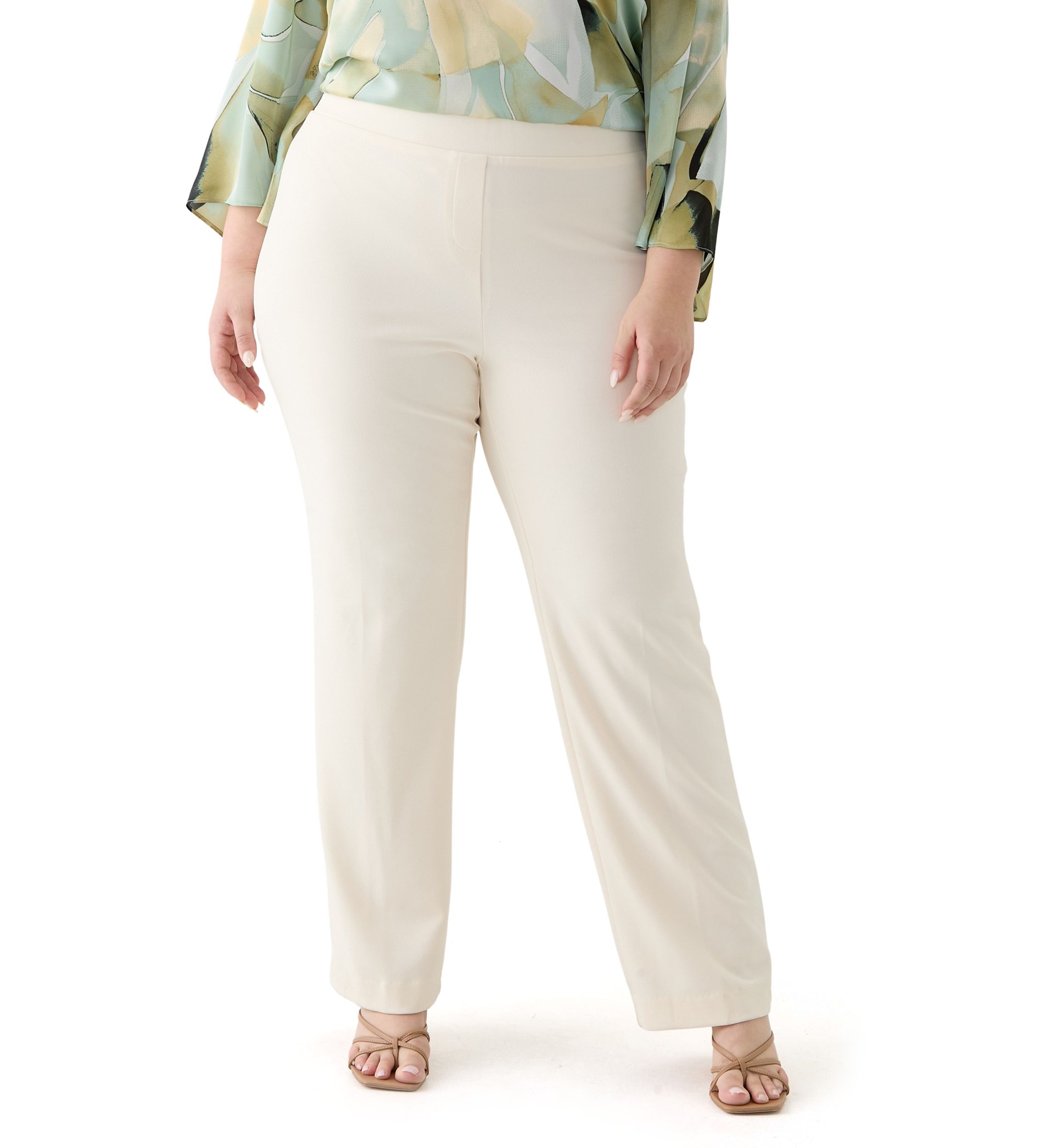 Plus Size Pull On Slash Pocket Cool Crepe Trouser Pants