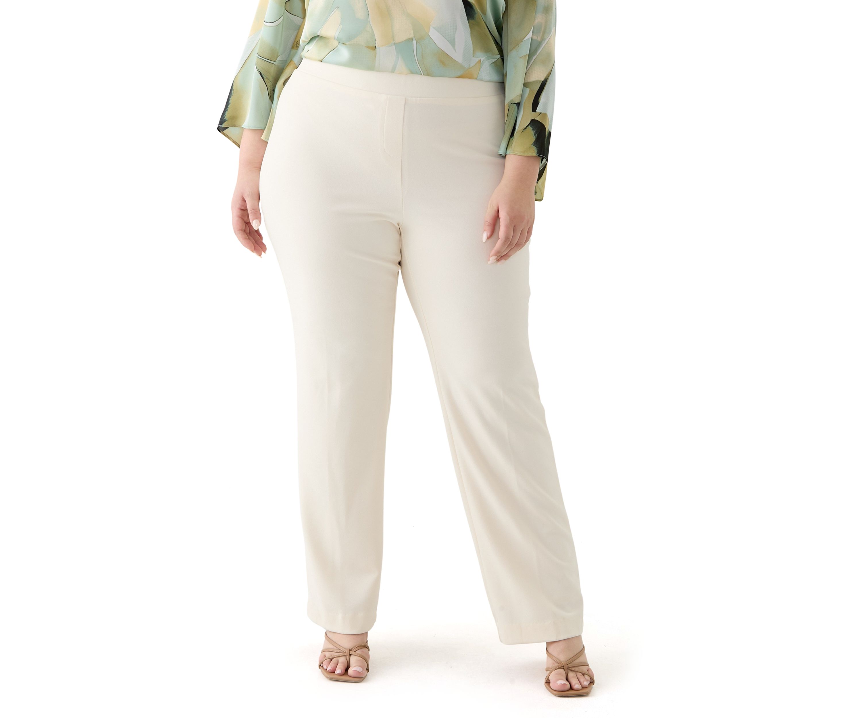 Plus Size Pull On Slash Pocket Cool Crepe Trouser Pants