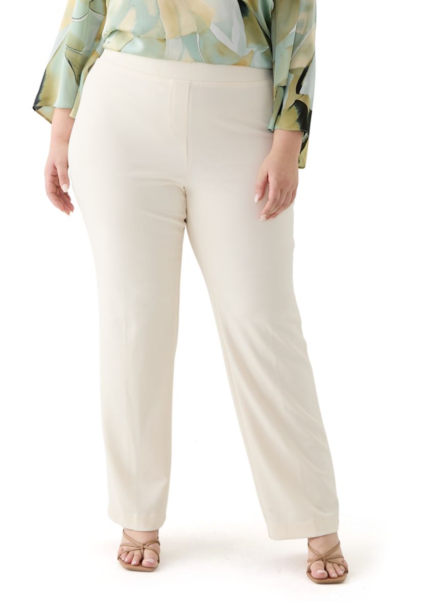 Plus Size Pull On Slash Pocket Cool Crepe Trouser Pants