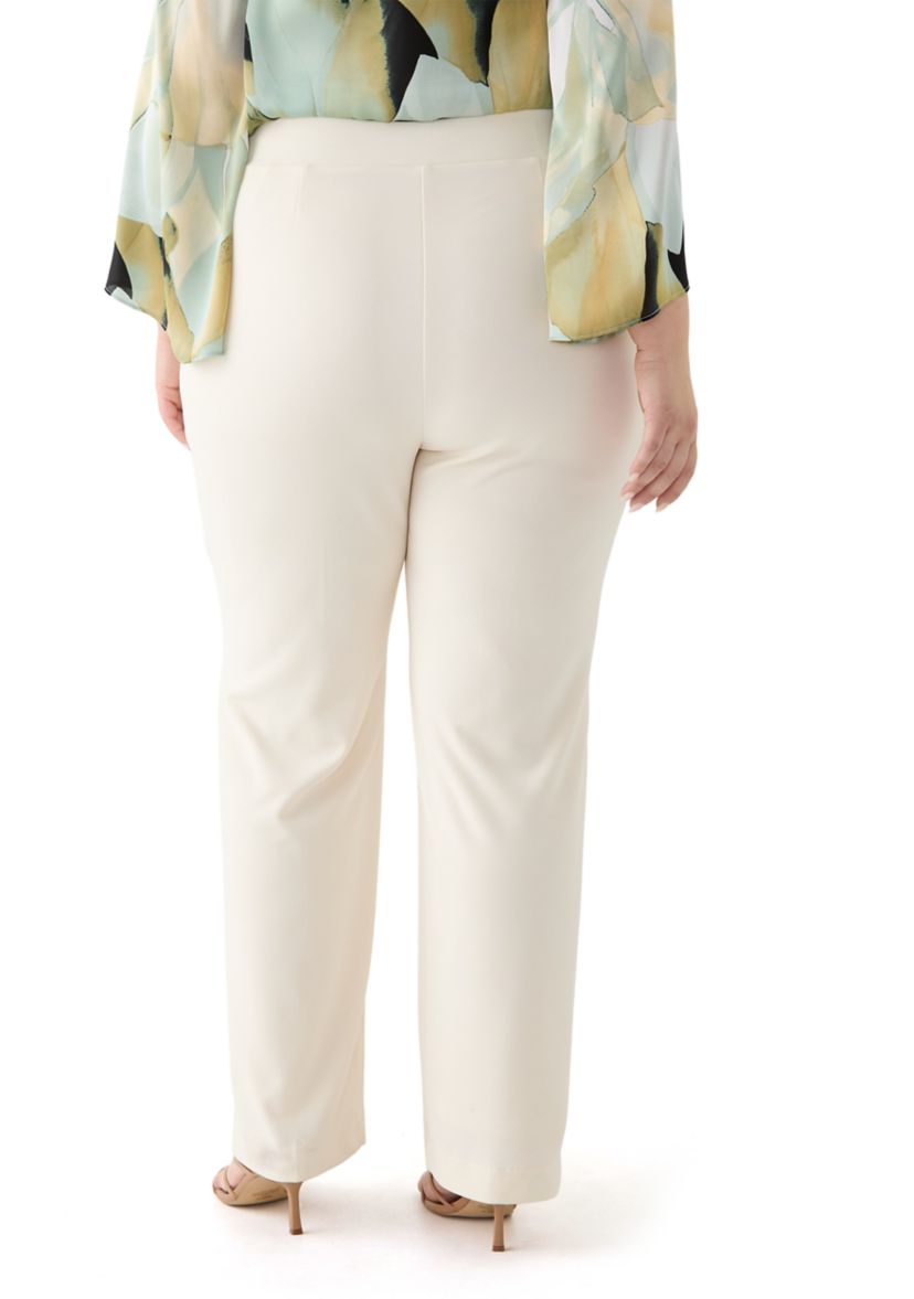 Plus Size Pull On Slash Pocket Cool Crepe Trouser Pants