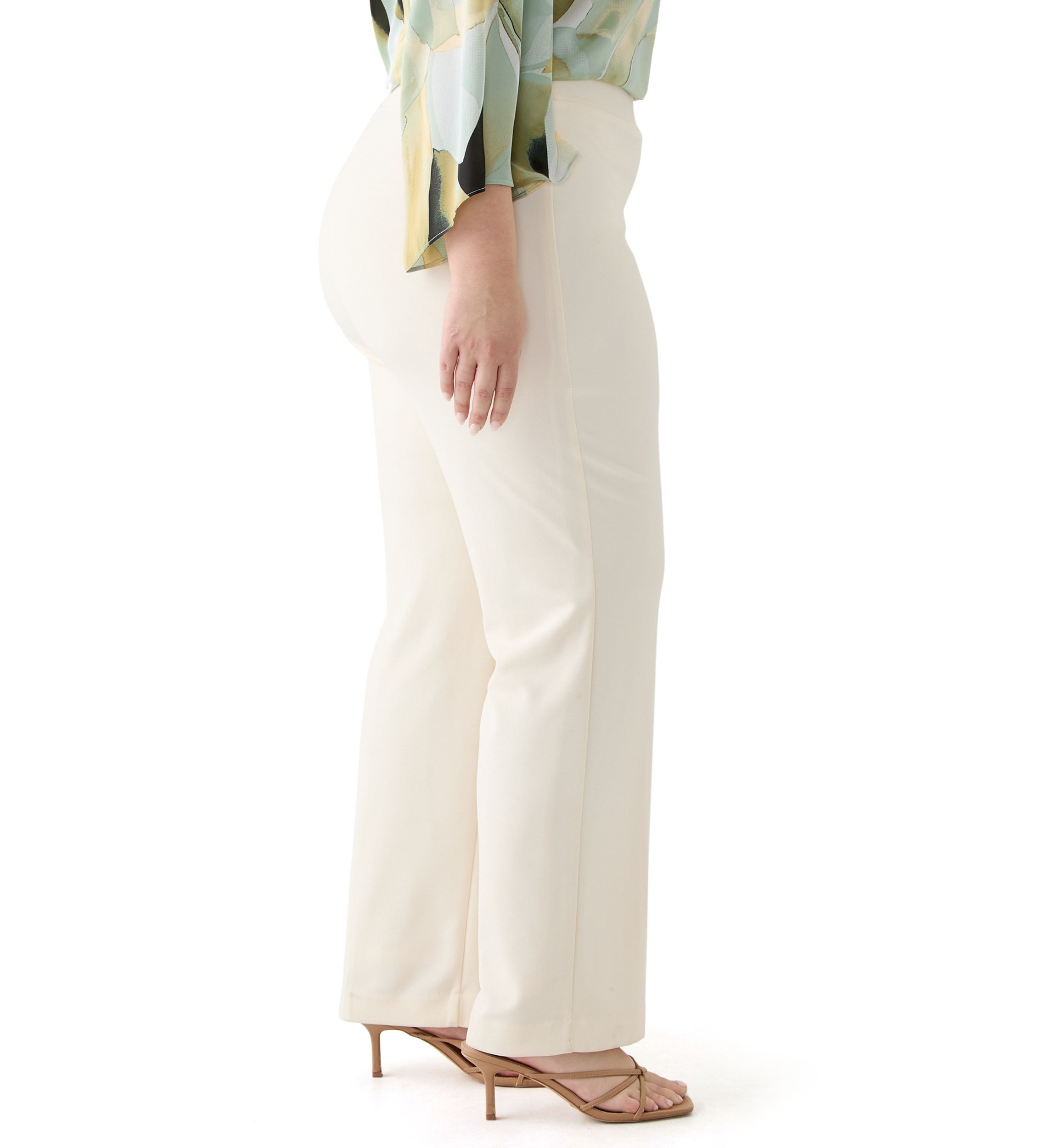 Plus Size Pull On Slash Pocket Cool Crepe Trouser Pants