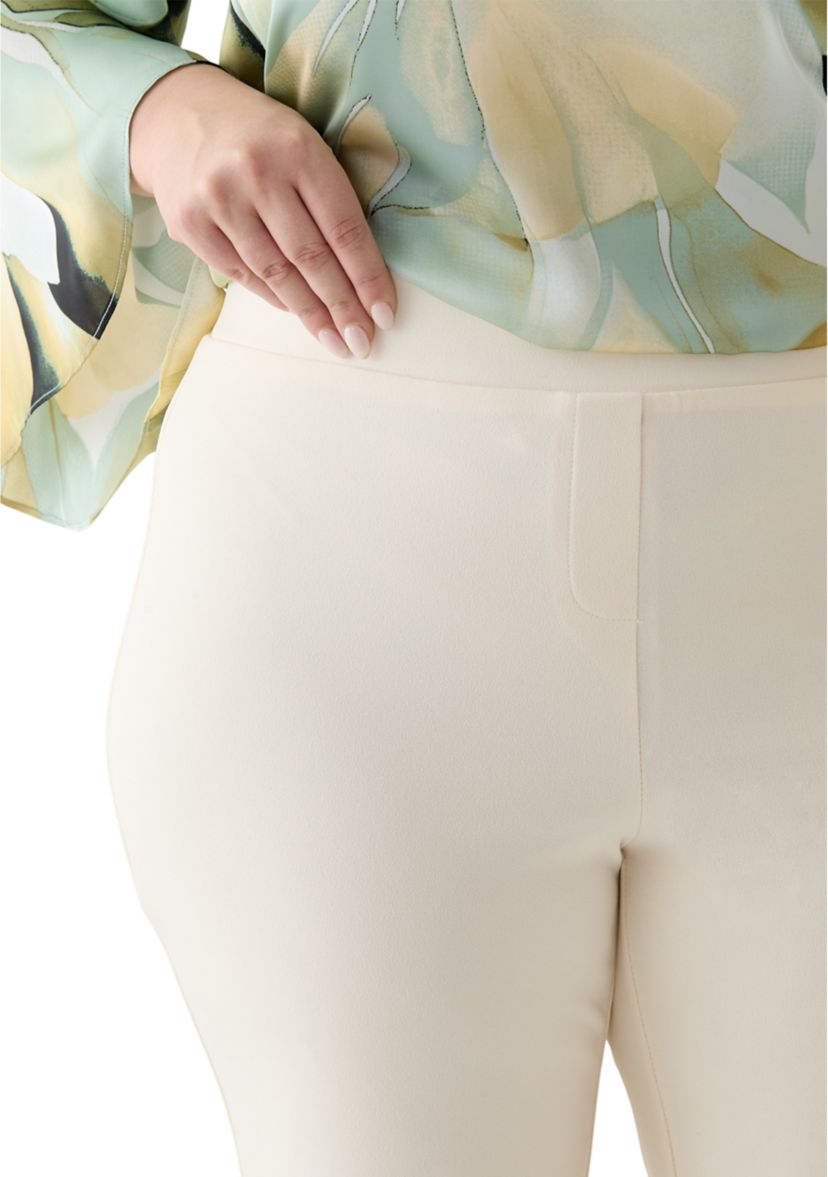 Plus Size Pull On Slash Pocket Cool Crepe Trouser Pants