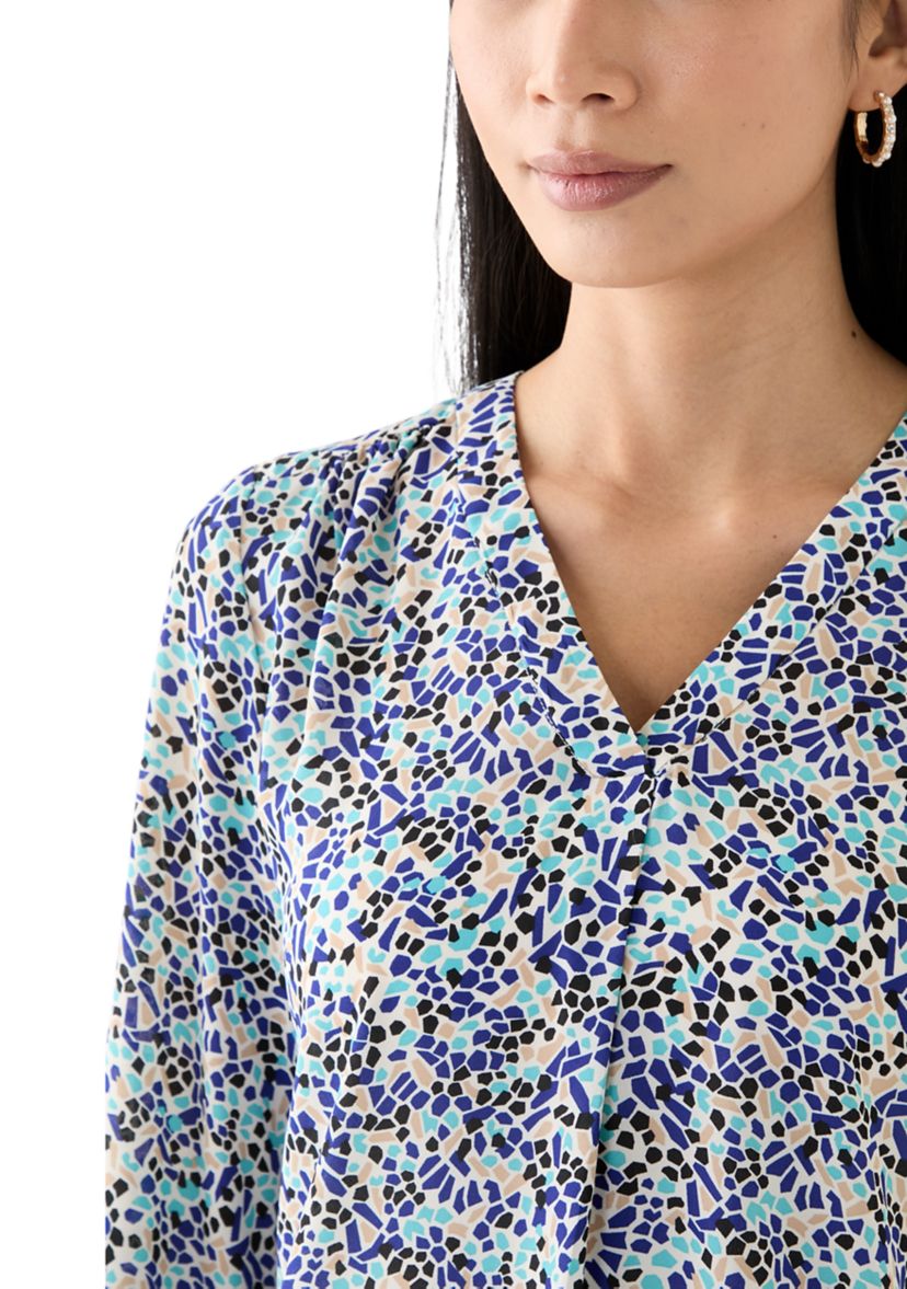 Petite Printed Roll Tab Sleeve Top