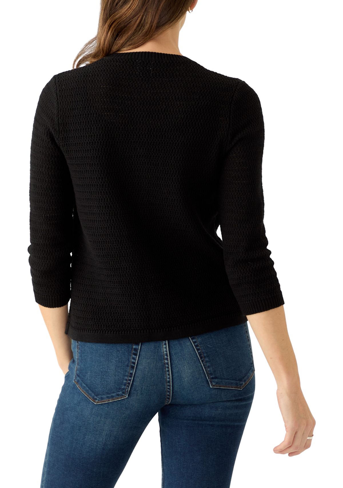 Womens 3/4 Sleeve Stitched Cardigan