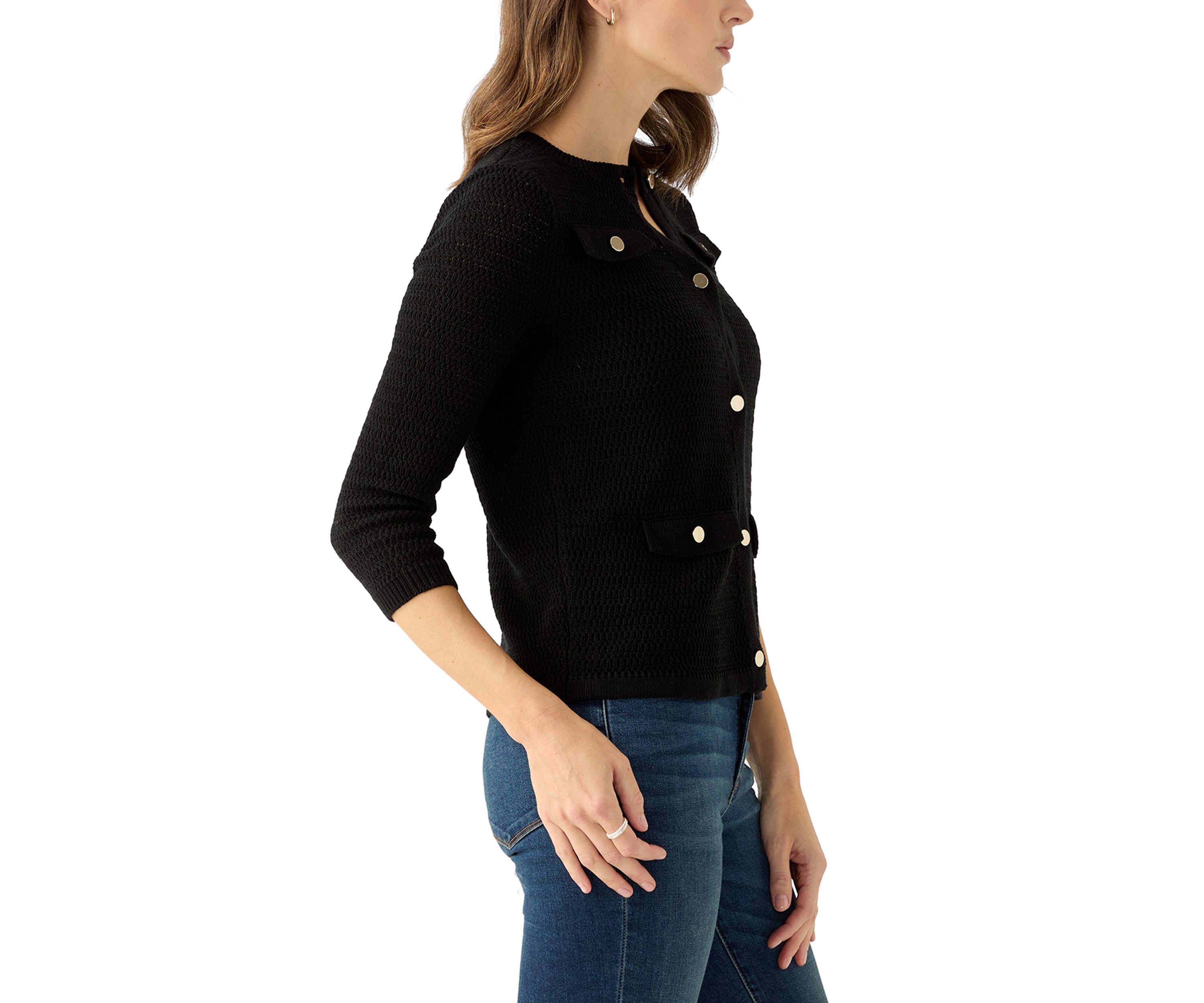 Womens 3/4 Sleeve Stitched Cardigan