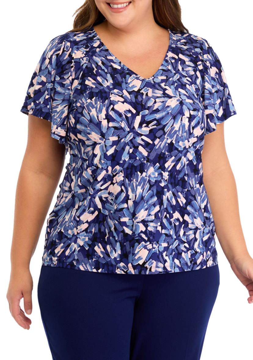 Plus Size Short Sleeve Pleated Top 