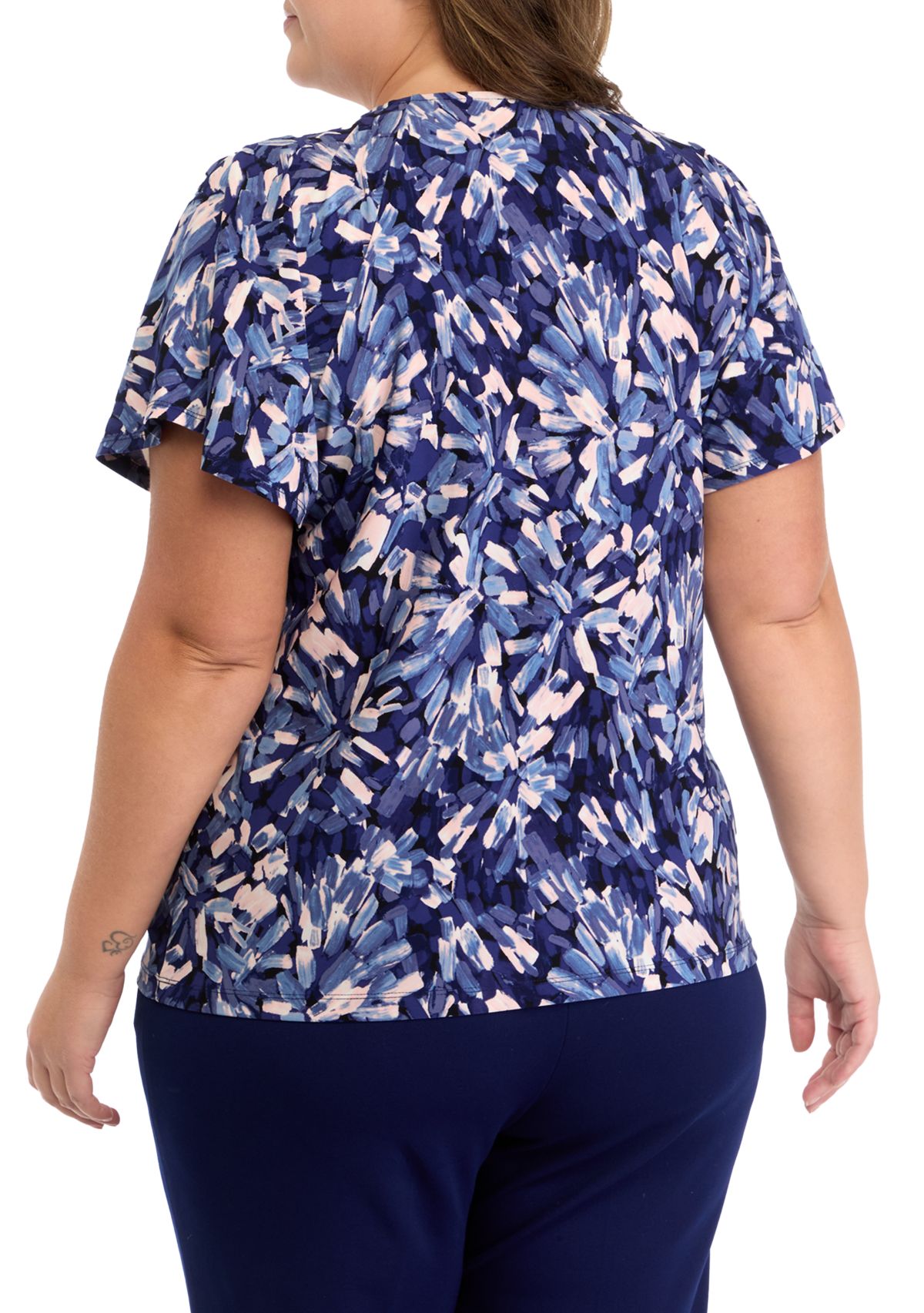 Plus Size Short Sleeve Pleated Top 