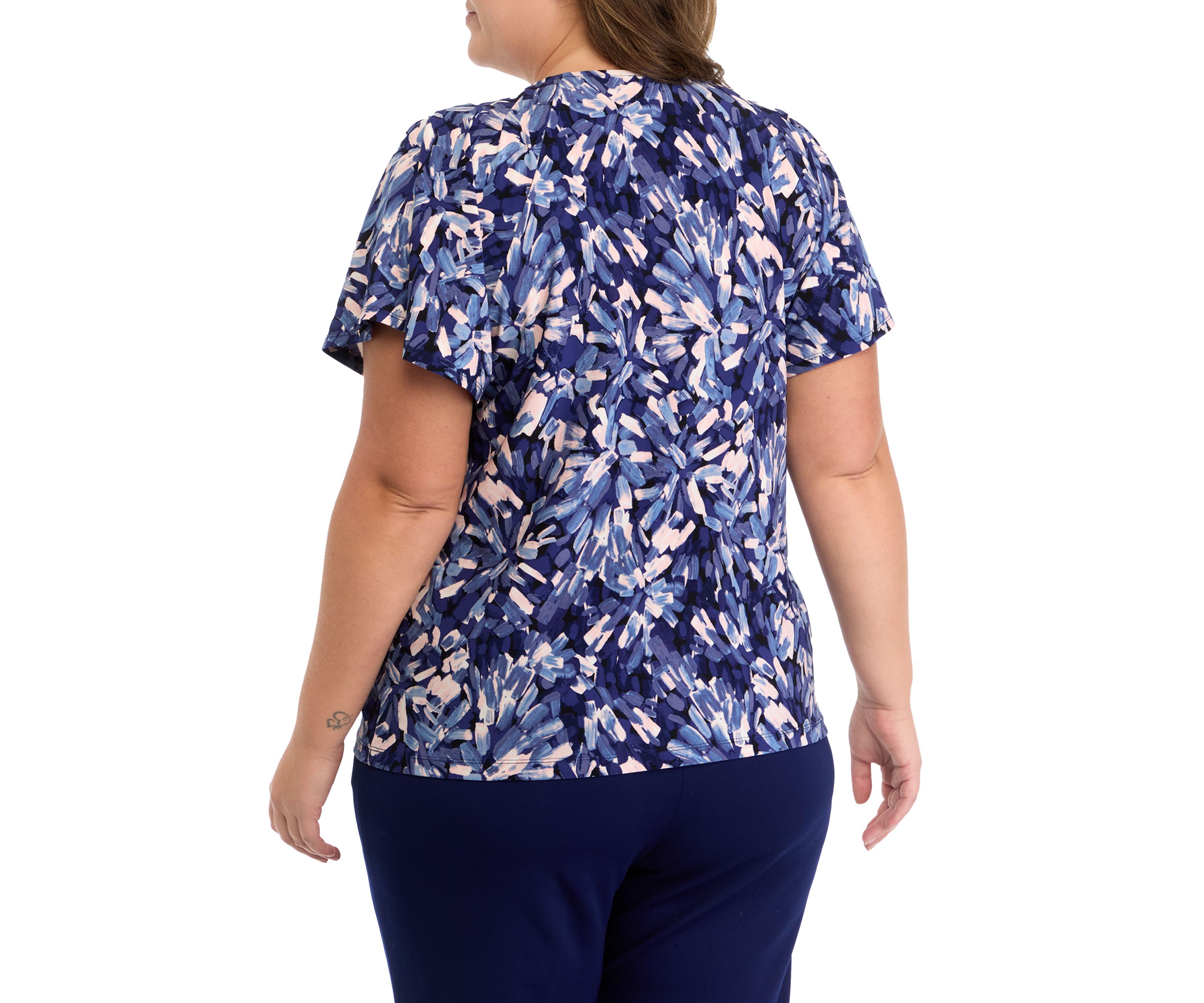 Plus Size Short Sleeve Pleated Top 